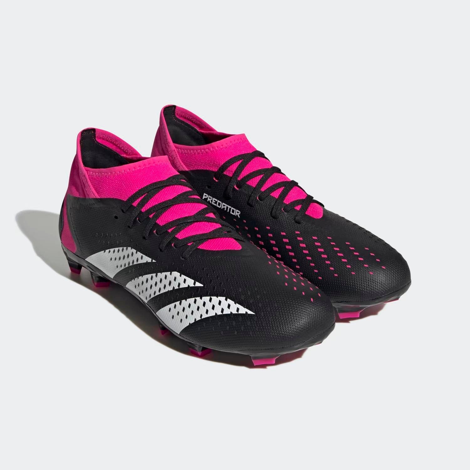 WHITE* Men's Predator Accuracy .3 Firm Ground Boots Shoes In Core Black / Cloud White / Team Shock Pink 2