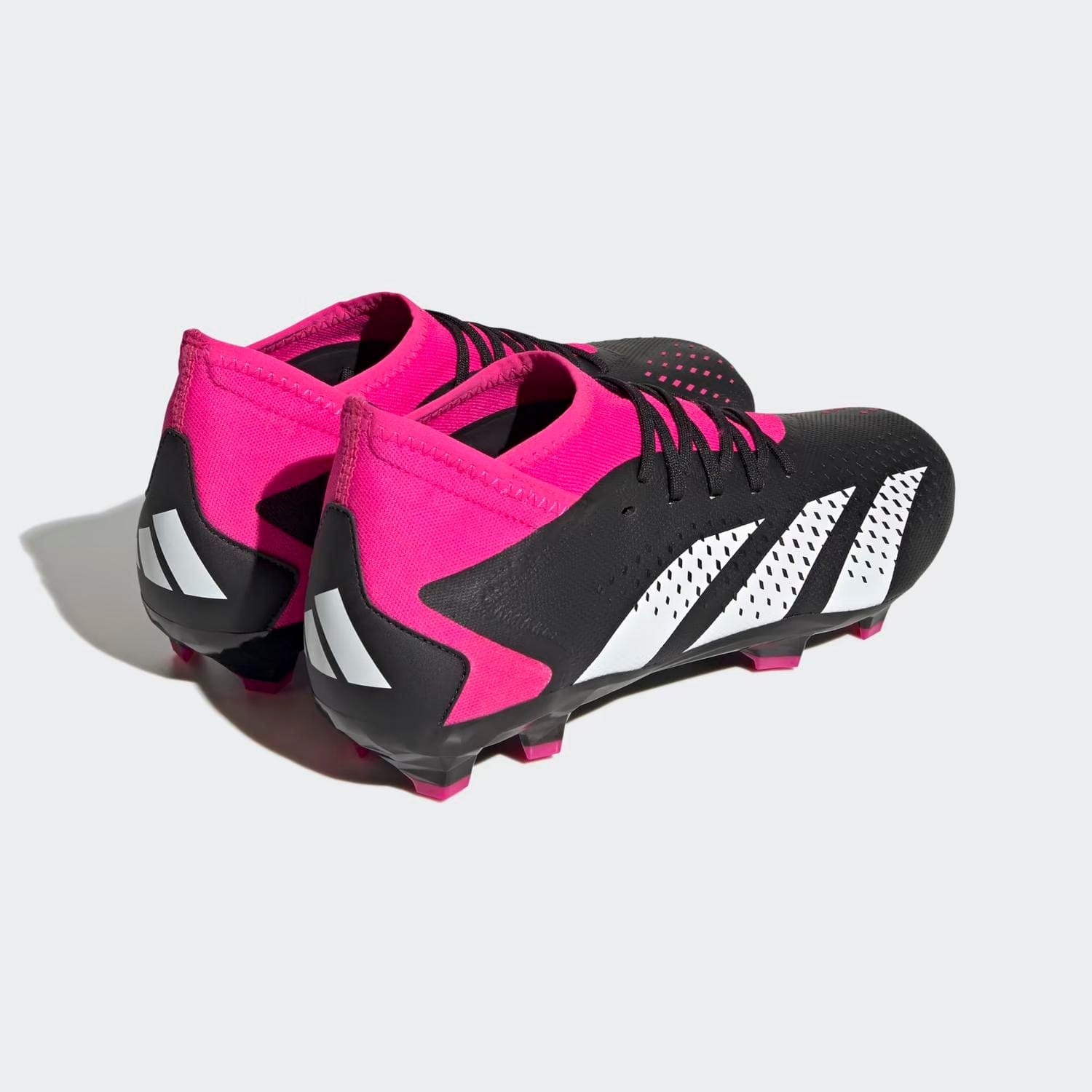 WHITE* Men's Predator Accuracy .3 Firm Ground Boots Shoes In Core Black / Cloud White / Team Shock Pink 2