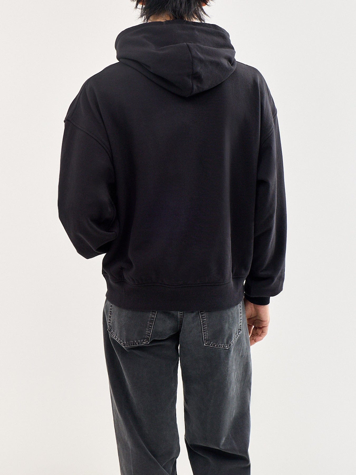 Icecream College Applique Running Dog Popover Hoodie Black