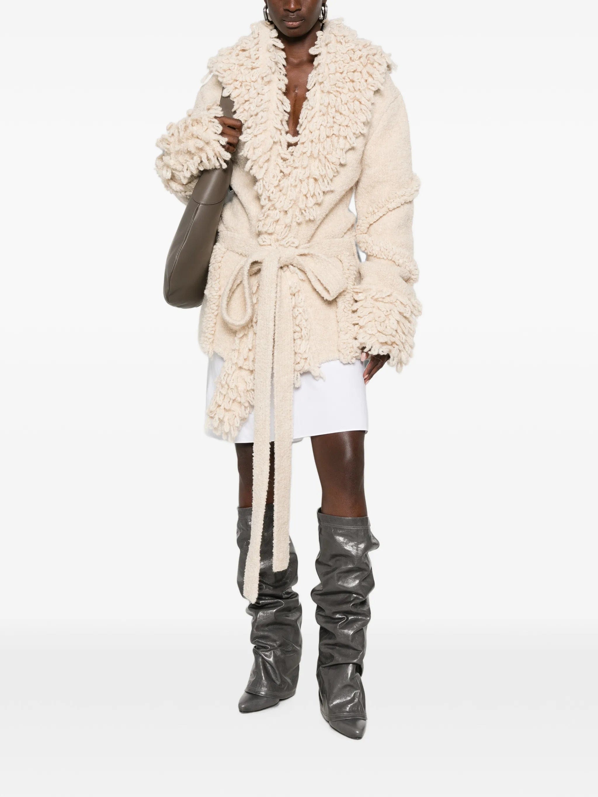 The Attico fringe - trim belted jacket