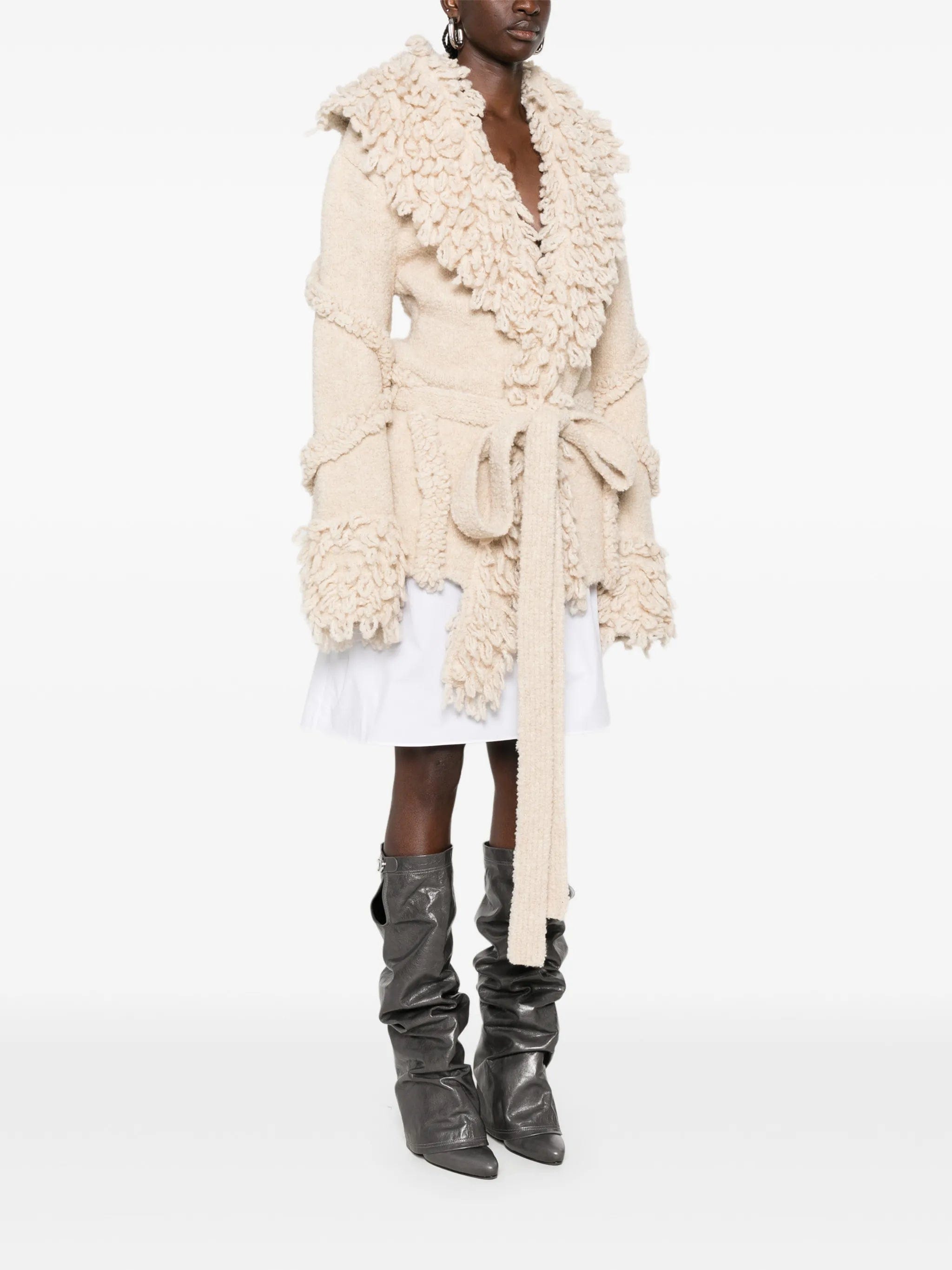The Attico fringe - trim belted jacket