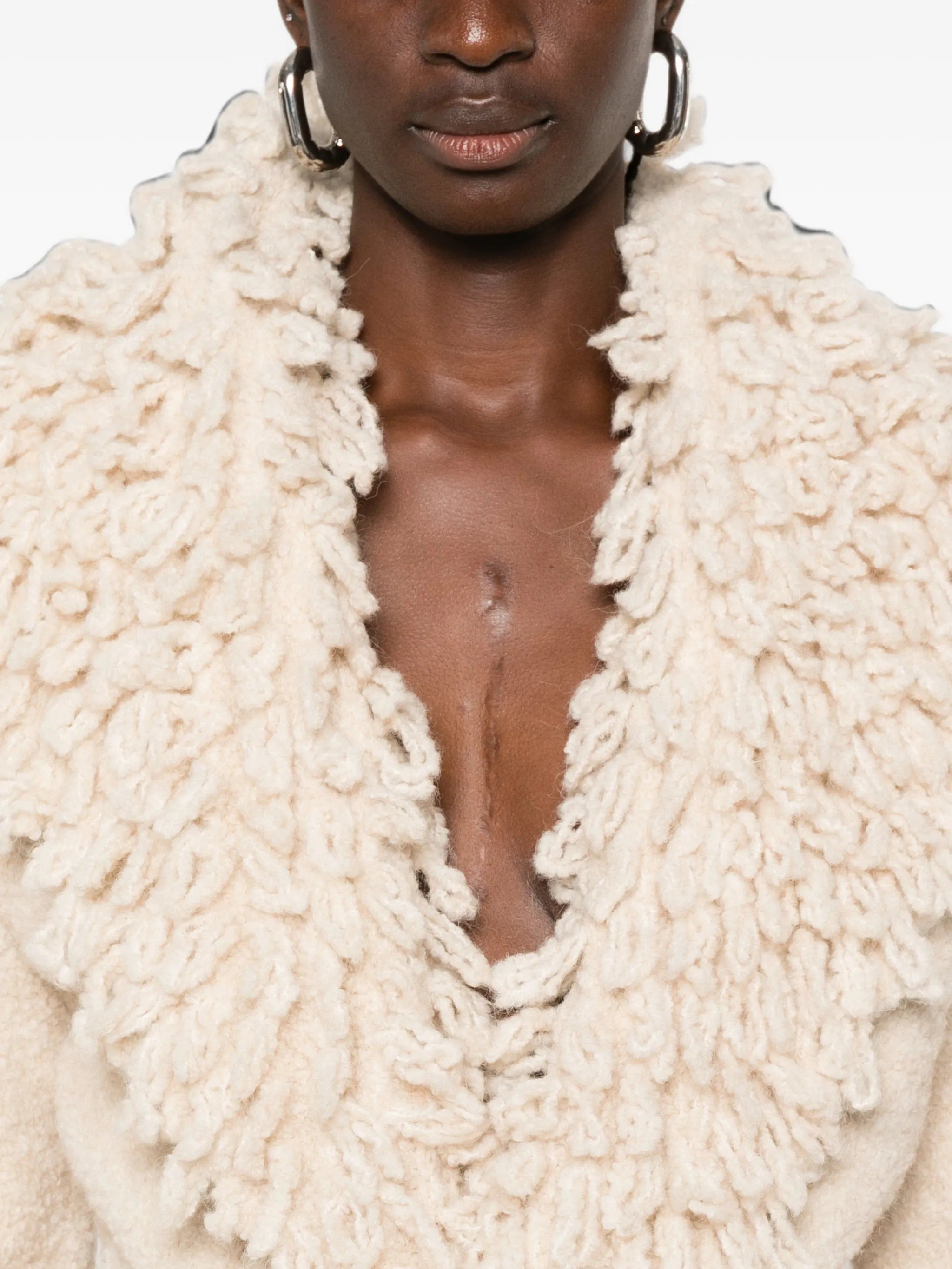 The Attico fringe - trim belted jacket
