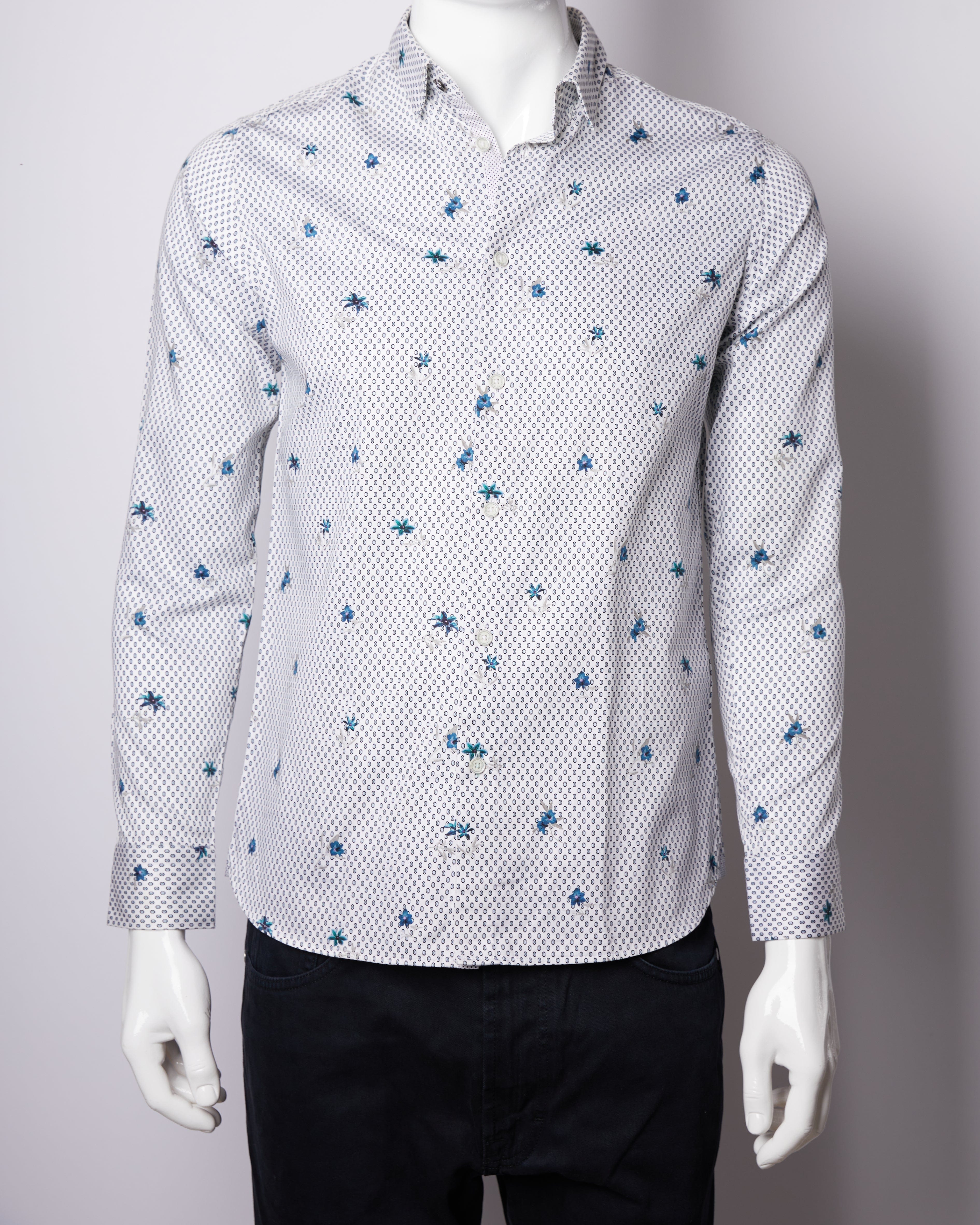 Ted Baker Shirt white with blue floral