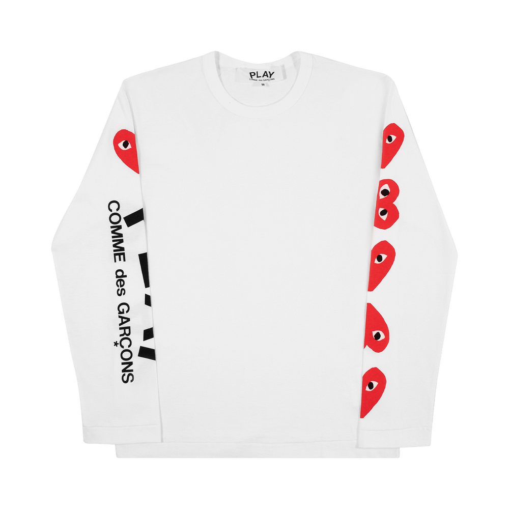 Comme des Garçons PLAY Five Heart Logo Long-Sleeve T-Shirt White
