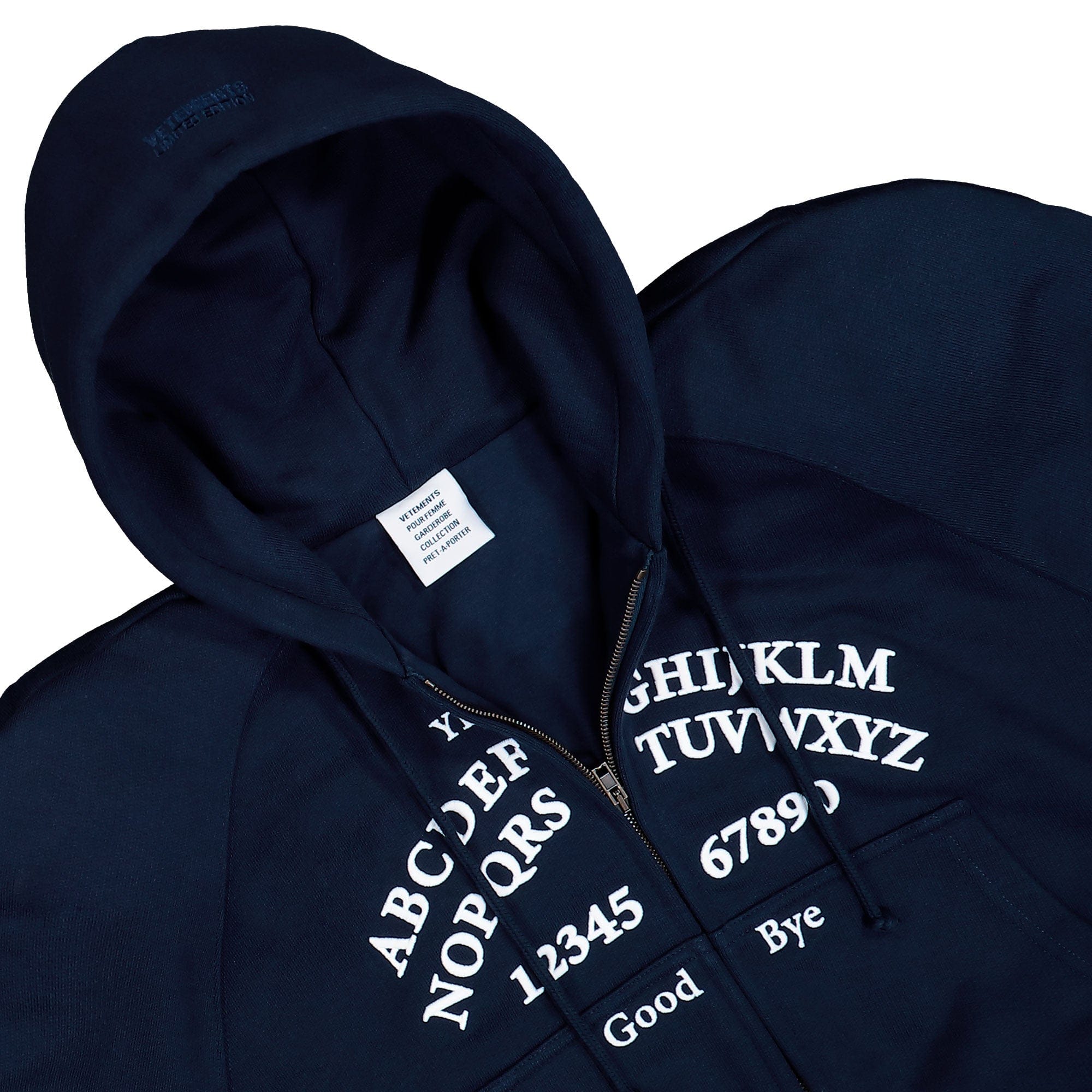 Vetements Alphabet Round Shoulder Zip - Up Hoodie