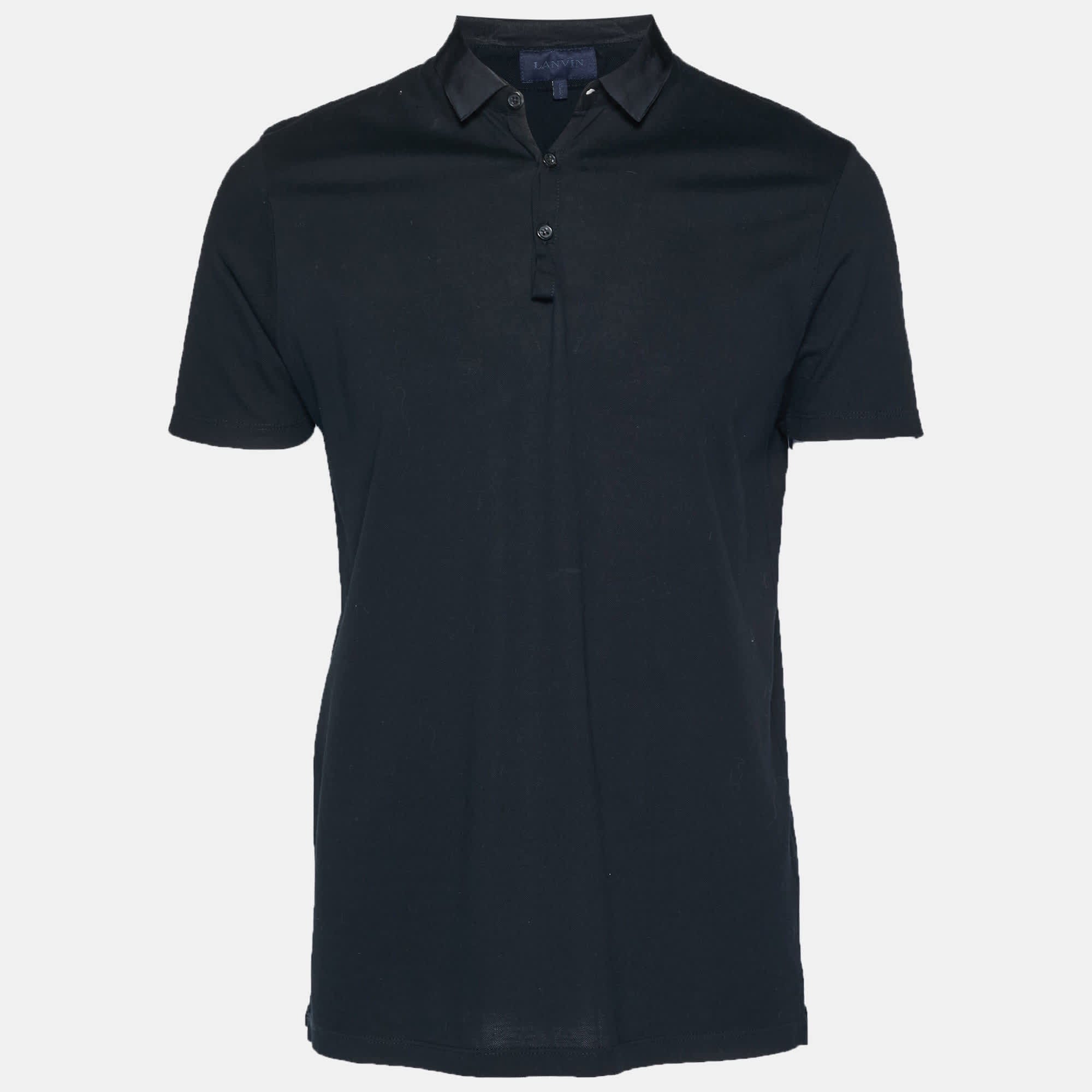 Lanvin Black Cotton Pique Polo T - Shirt