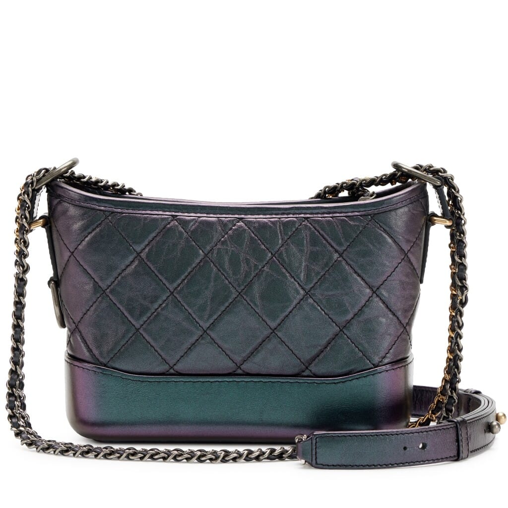 Iridescent Black and Purple Quilted Calfskin Small Gabrielle Hobo Bag Aged Gold, Gold, Silver and Ruthenium Hardware, 2019
