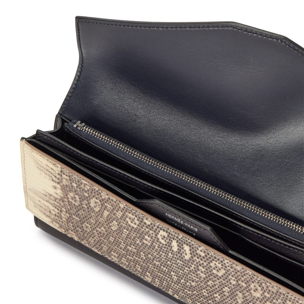 Black Swift and Ombré Lizard Passant Long Wallet Clutch Palladium Hardware, 2018