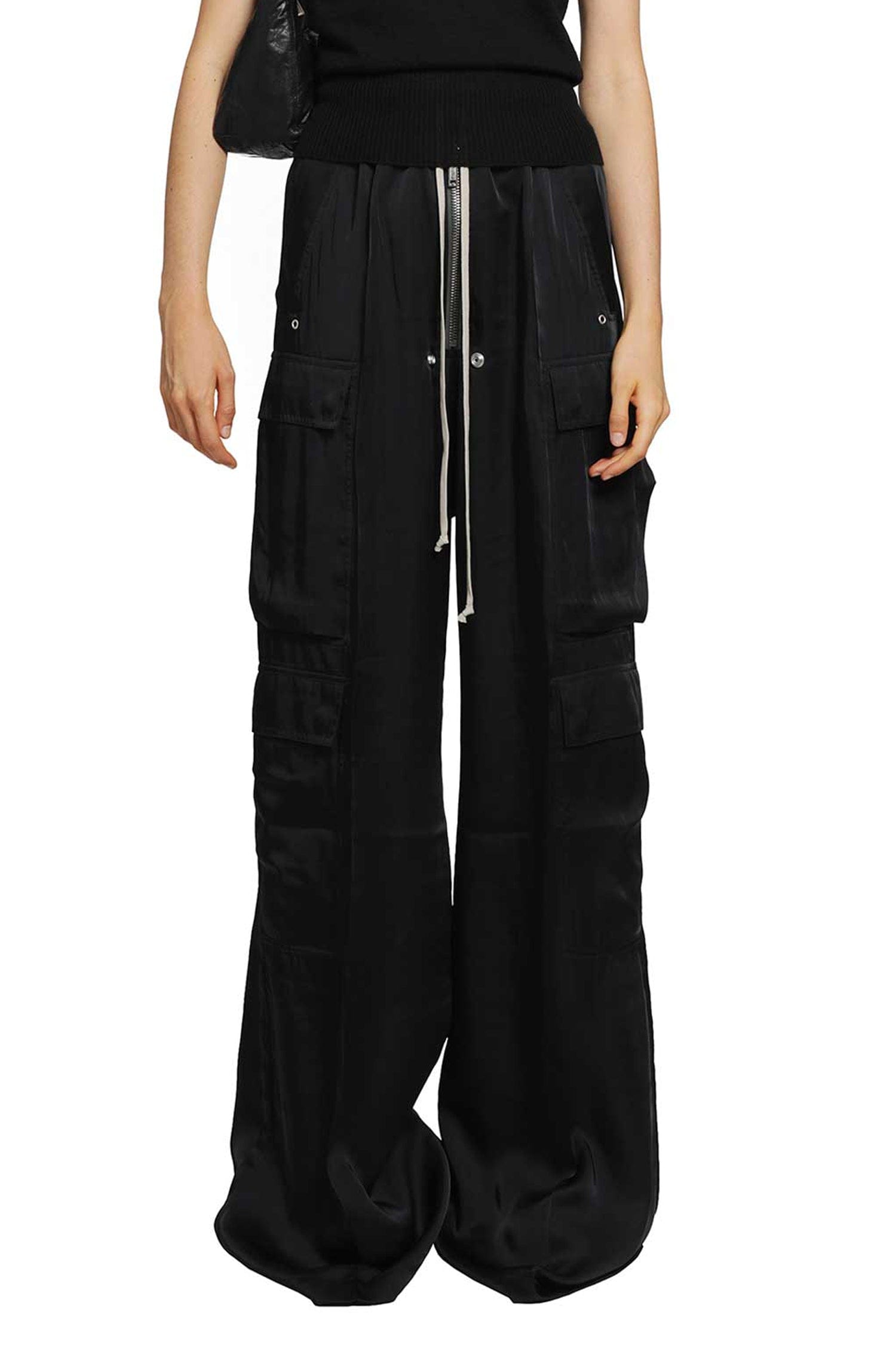 RICK OWENS Tower Cargobelas in Washed Charmeuse
