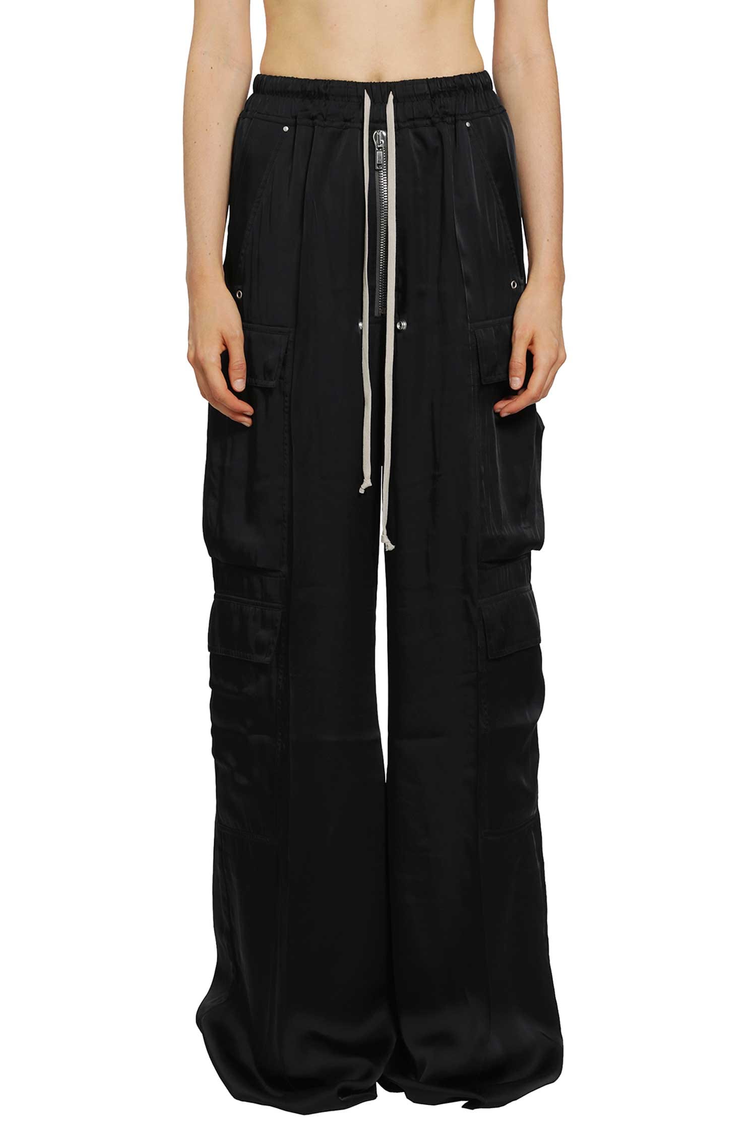 RICK OWENS Tower Cargobelas in Washed Charmeuse