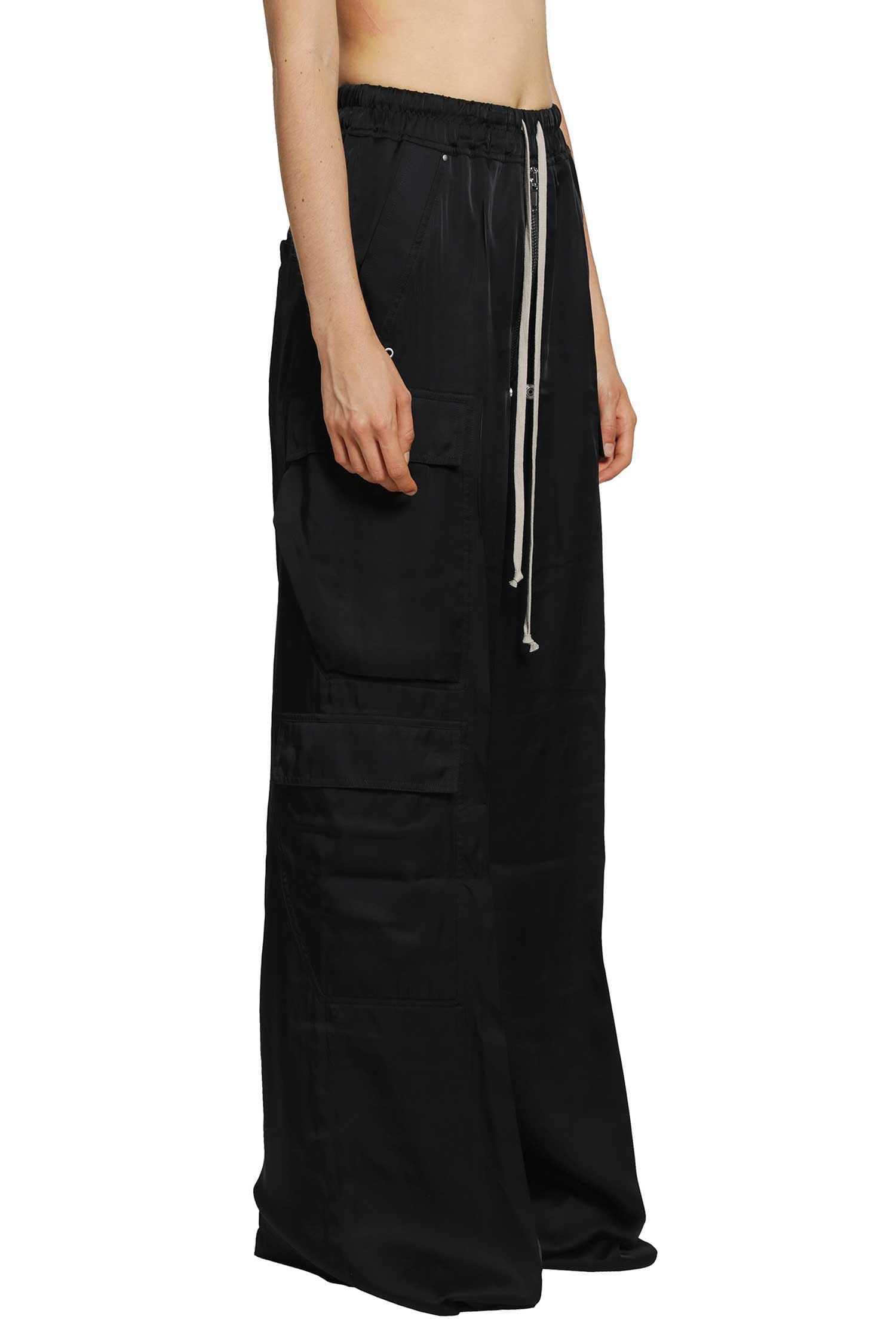 RICK OWENS Tower Cargobelas in Washed Charmeuse