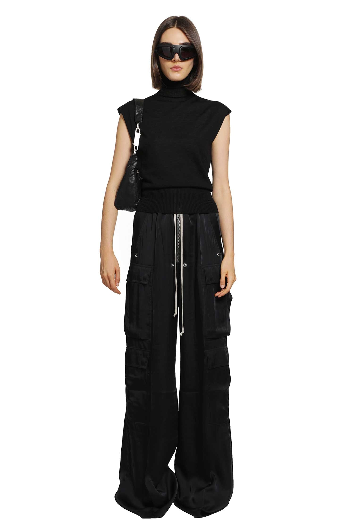 RICK OWENS Tower Cargobelas in Washed Charmeuse