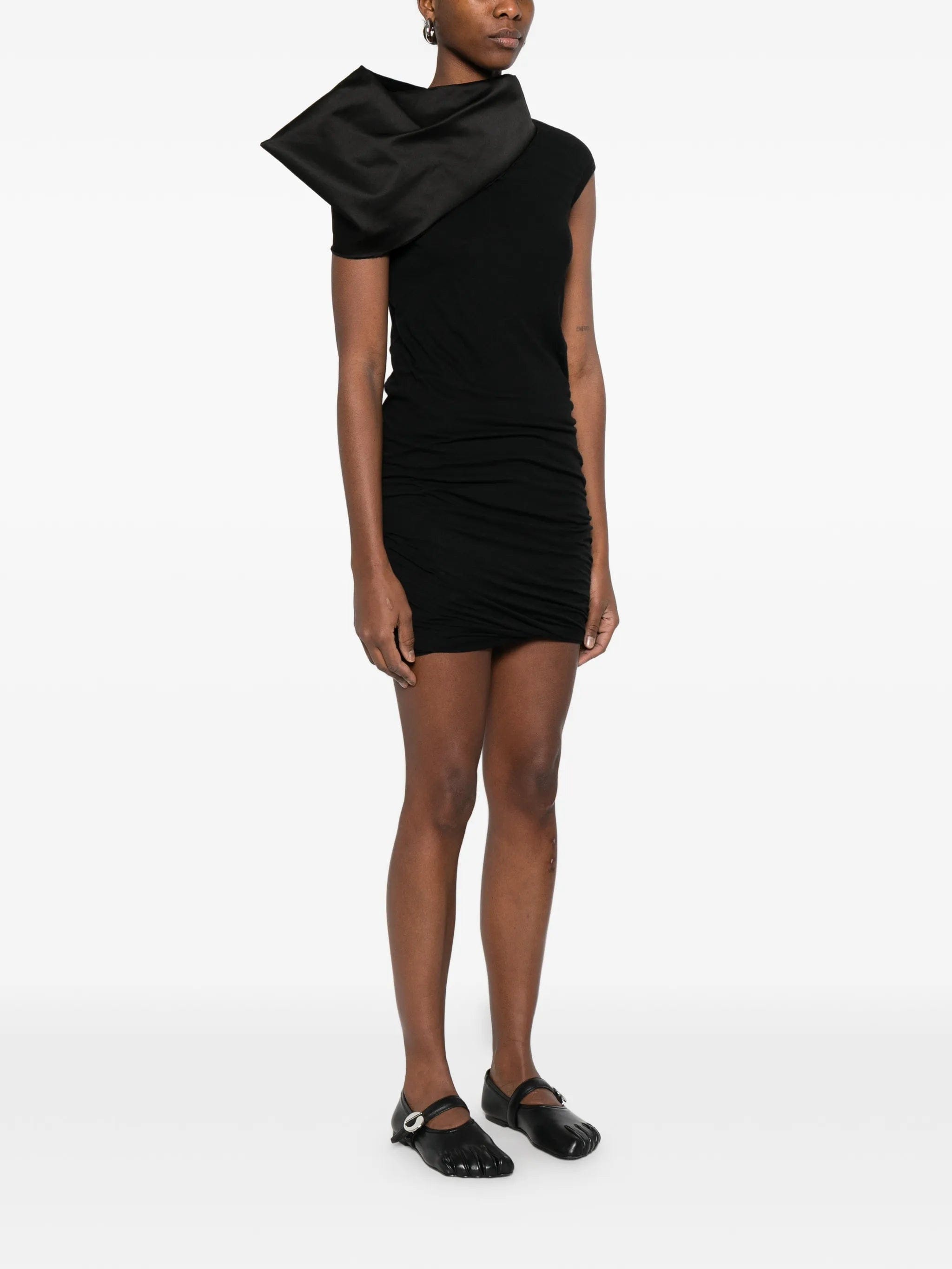 Rick Owens drape - neck mini dress