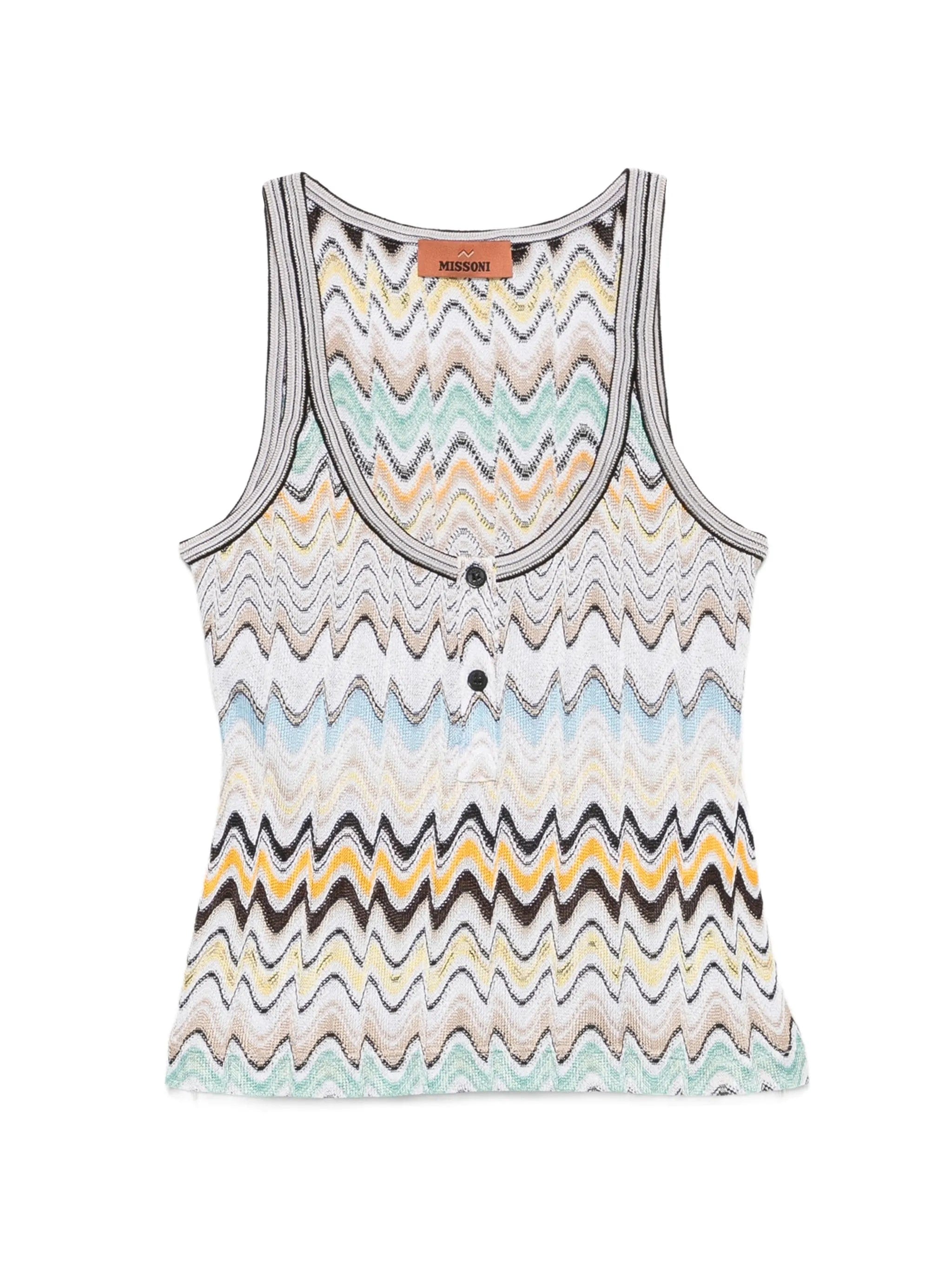 Missoni zigzag - knit button - detail tank top