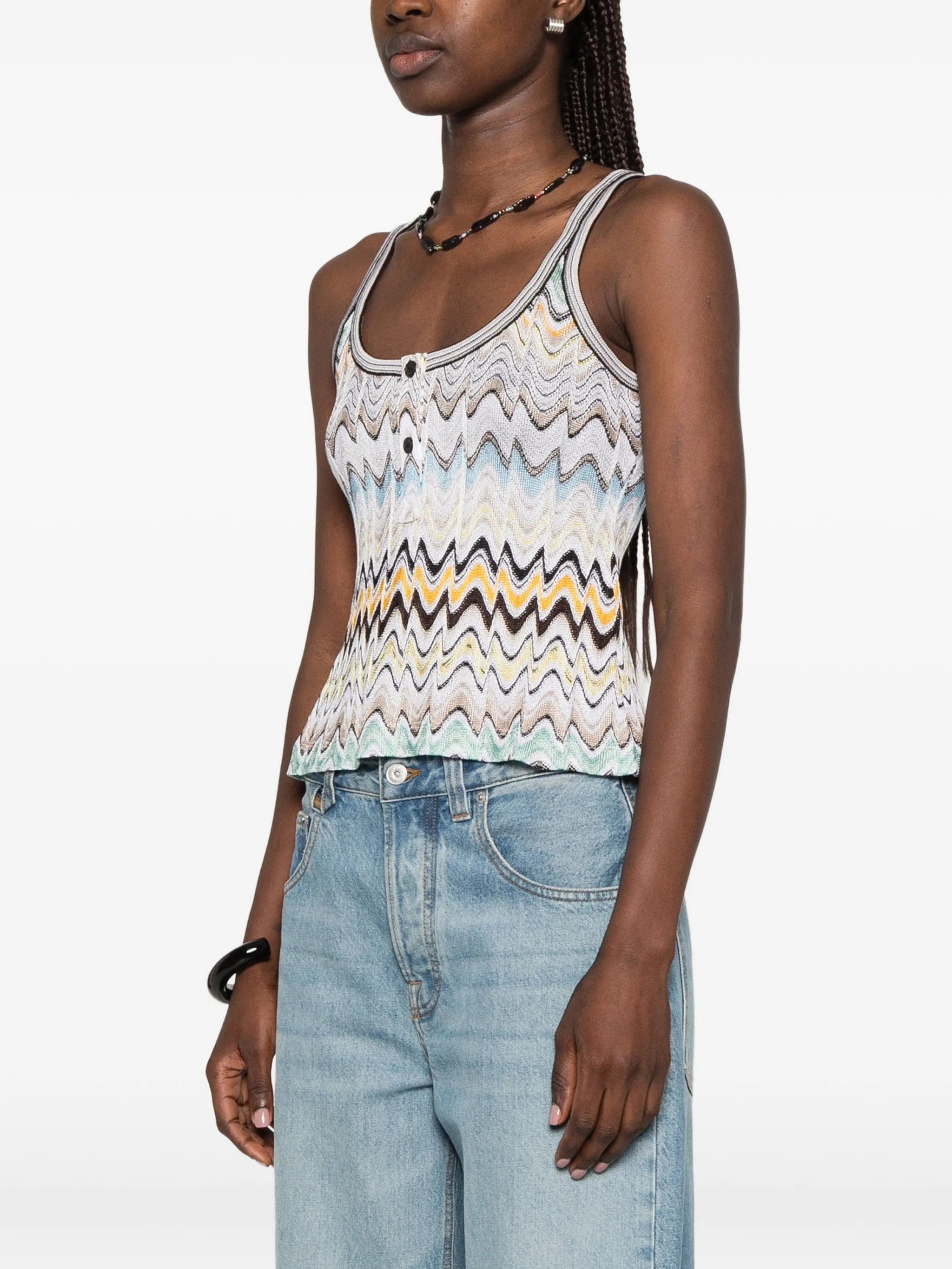 Missoni zigzag - knit button - detail tank top