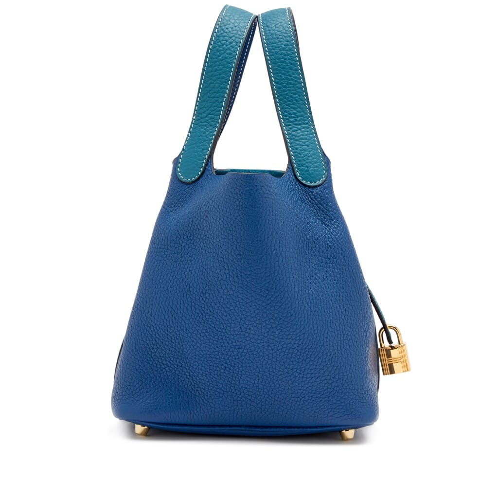 Deep Bleu Vert Bosphore Bicolor Taurillon Clemence Casaque Picotin Lock 18 Gold Hardware, 2019
