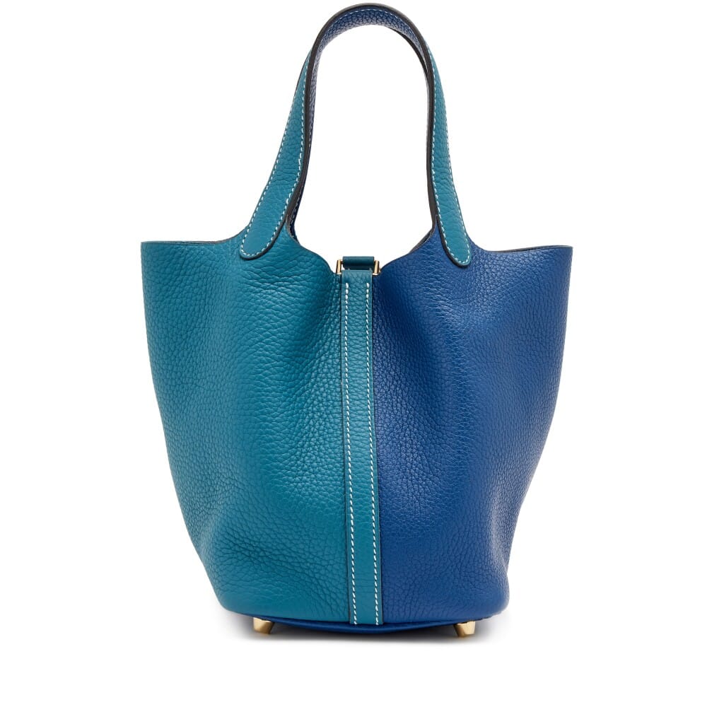 Deep Bleu Vert Bosphore Bicolor Taurillon Clemence Casaque Picotin Lock 18 Gold Hardware, 2019