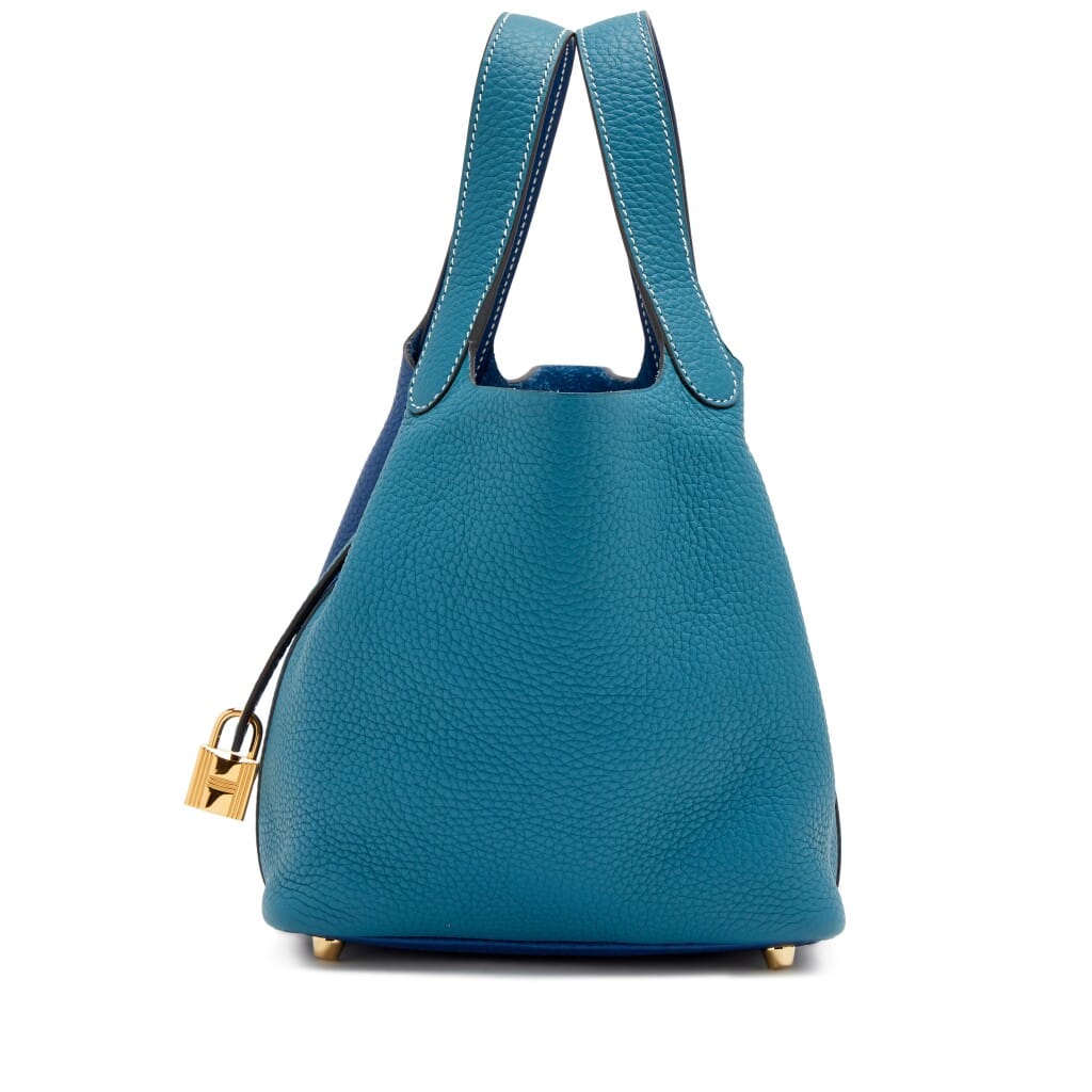 Deep Bleu Vert Bosphore Bicolor Taurillon Clemence Casaque Picotin Lock 18 Gold Hardware, 2019