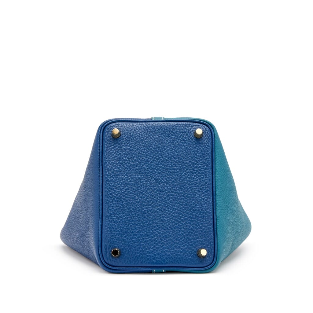 Deep Bleu Vert Bosphore Bicolor Taurillon Clemence Casaque Picotin Lock 18 Gold Hardware, 2019