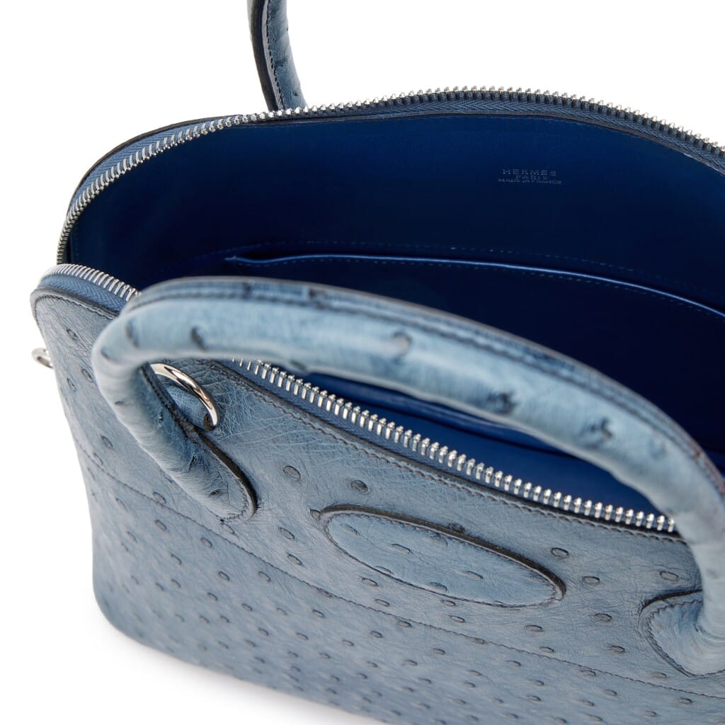 Vintage Bleu Roi Ostrich Bolide 31 Palladium Hardware, 2002