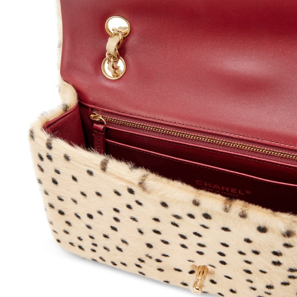 Light Beige and Black Cheetah Print Pony Hair Métiers d'art Medium Classic Single Flap Bag Gold Hardware, 2026