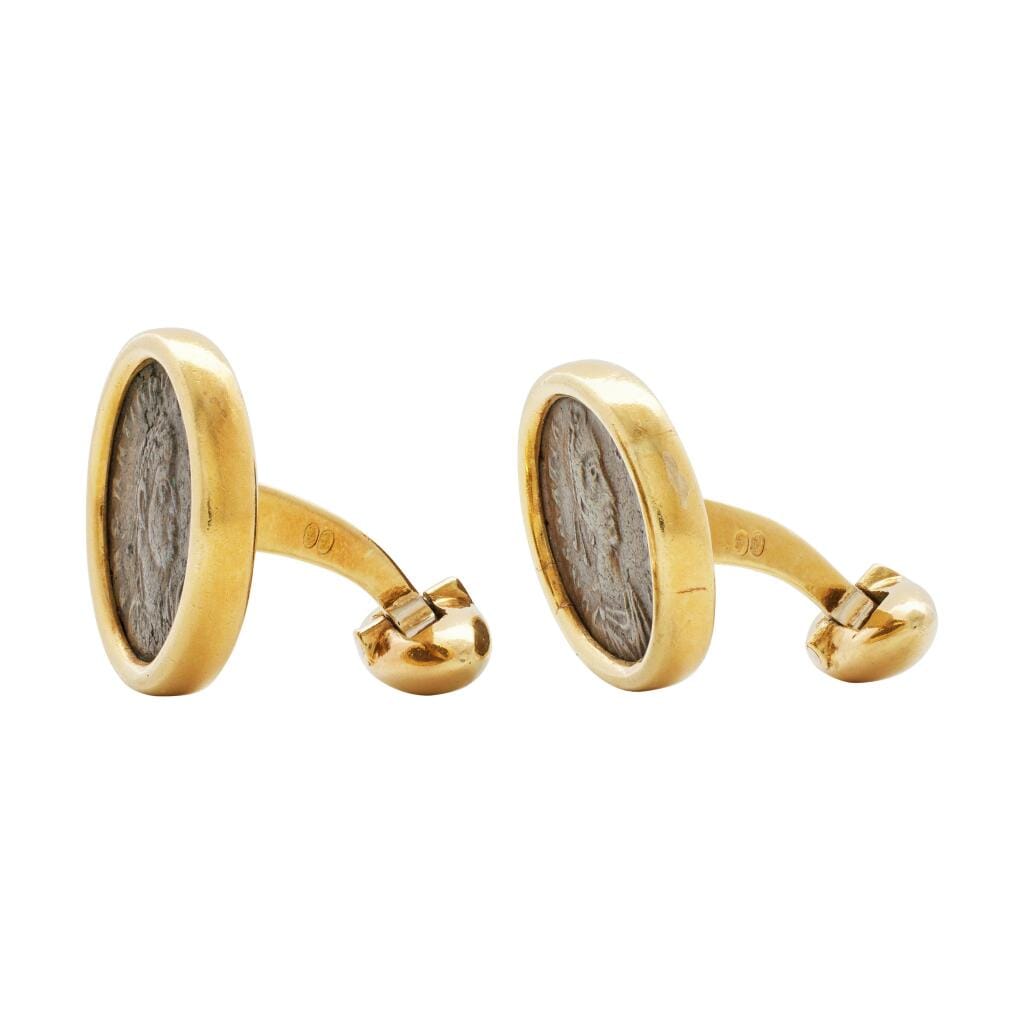 Vintage Gold and Ancient Coin Monete Cufflinks