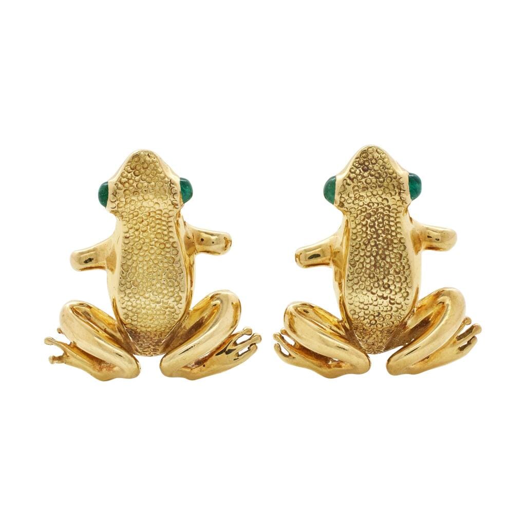 Gold and Emerald Frog Cufflinks