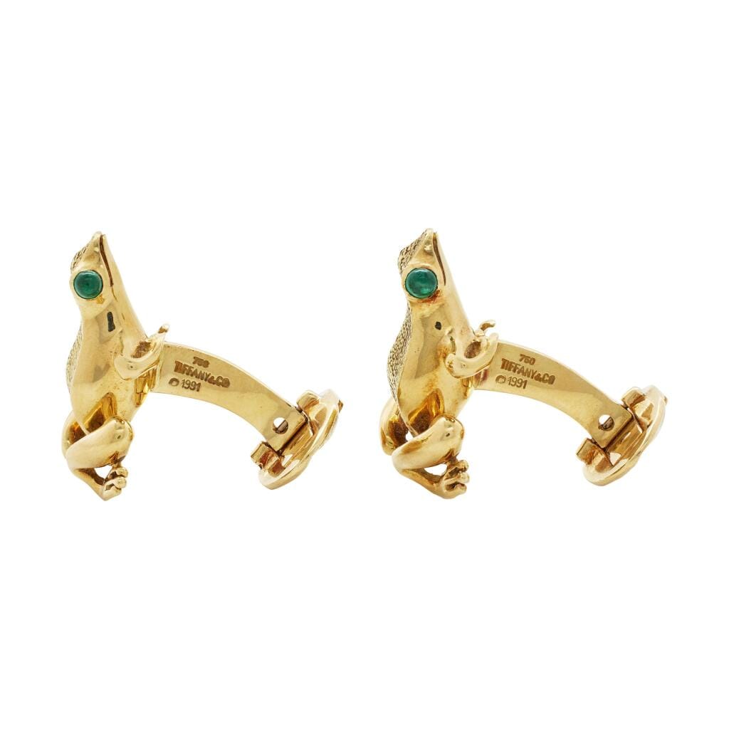 Gold and Emerald Frog Cufflinks
