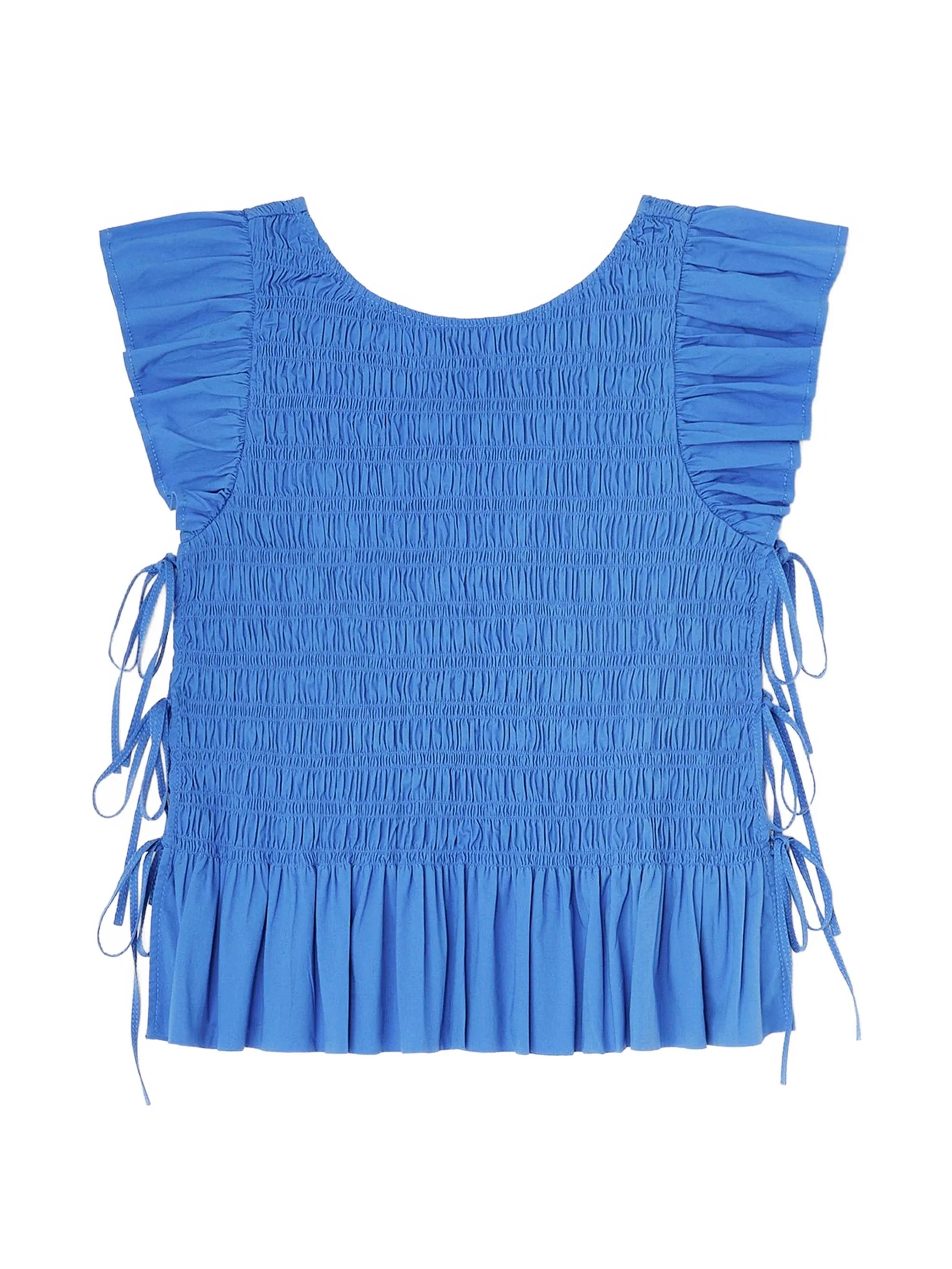 GANNI ruffled - sleeve smocked blouse