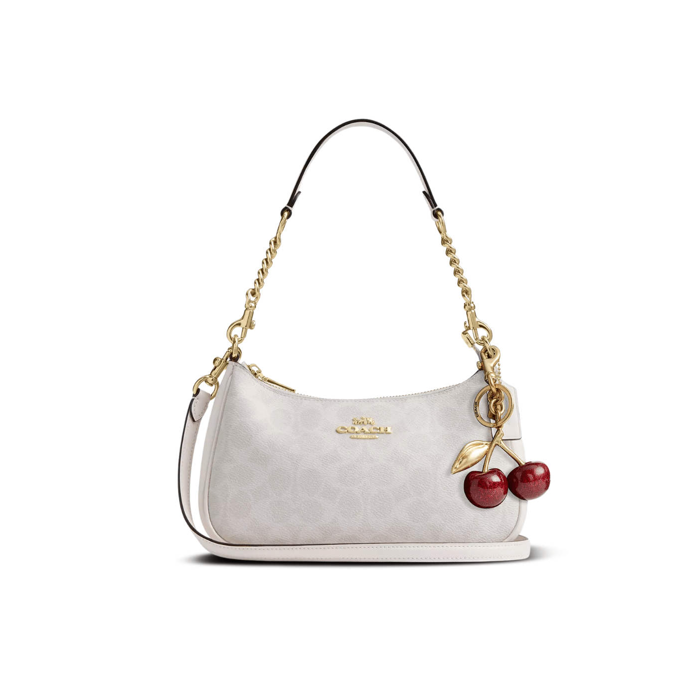 WHITE* Teri Shoulder Bag signature canvas/Gold/White/Chalk