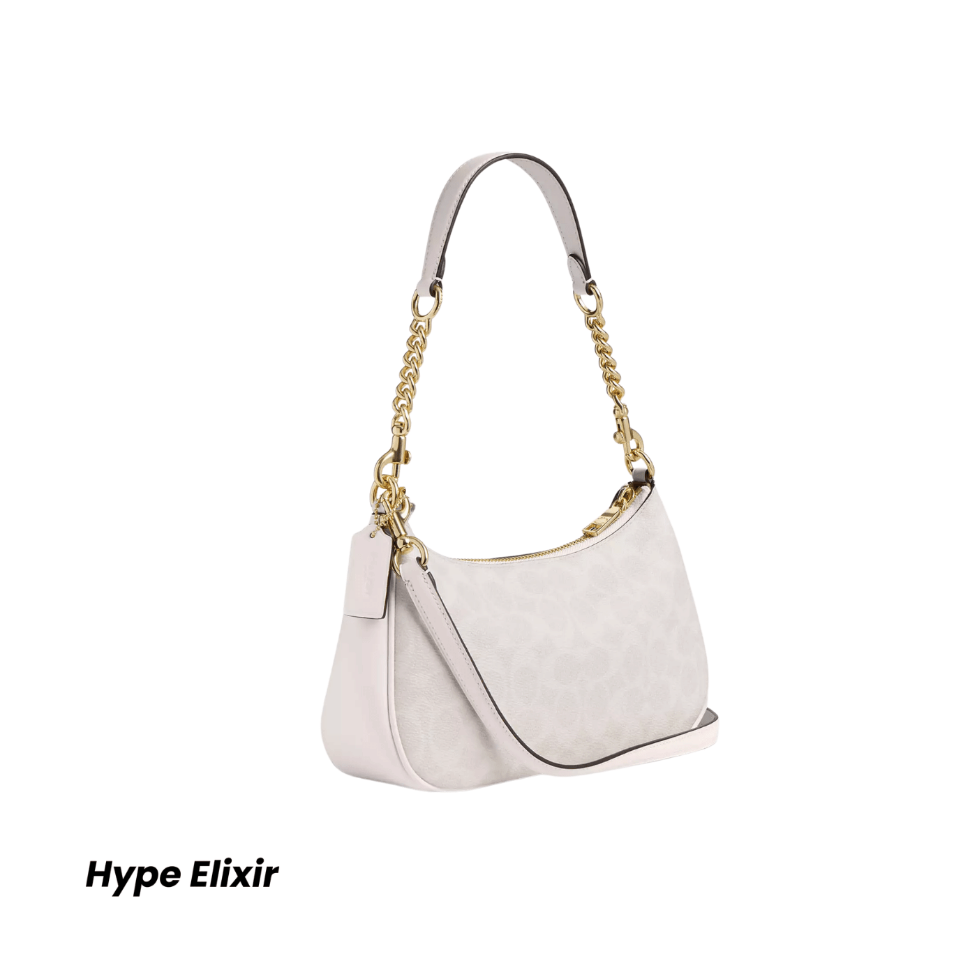 WHITE* Teri Shoulder Bag signature canvas/Gold/White/Chalk
