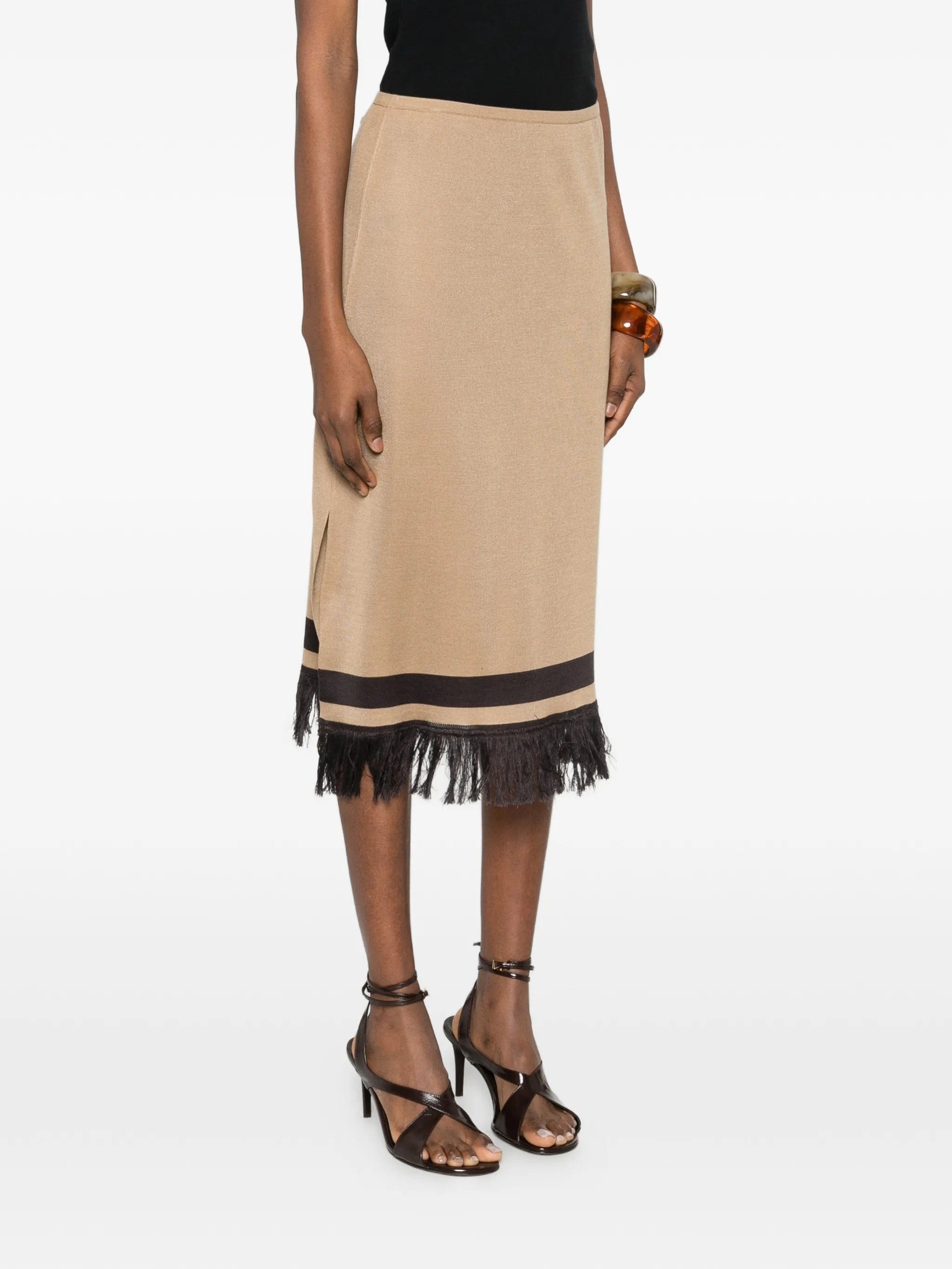 Ferragamo fringe hem midi skirt