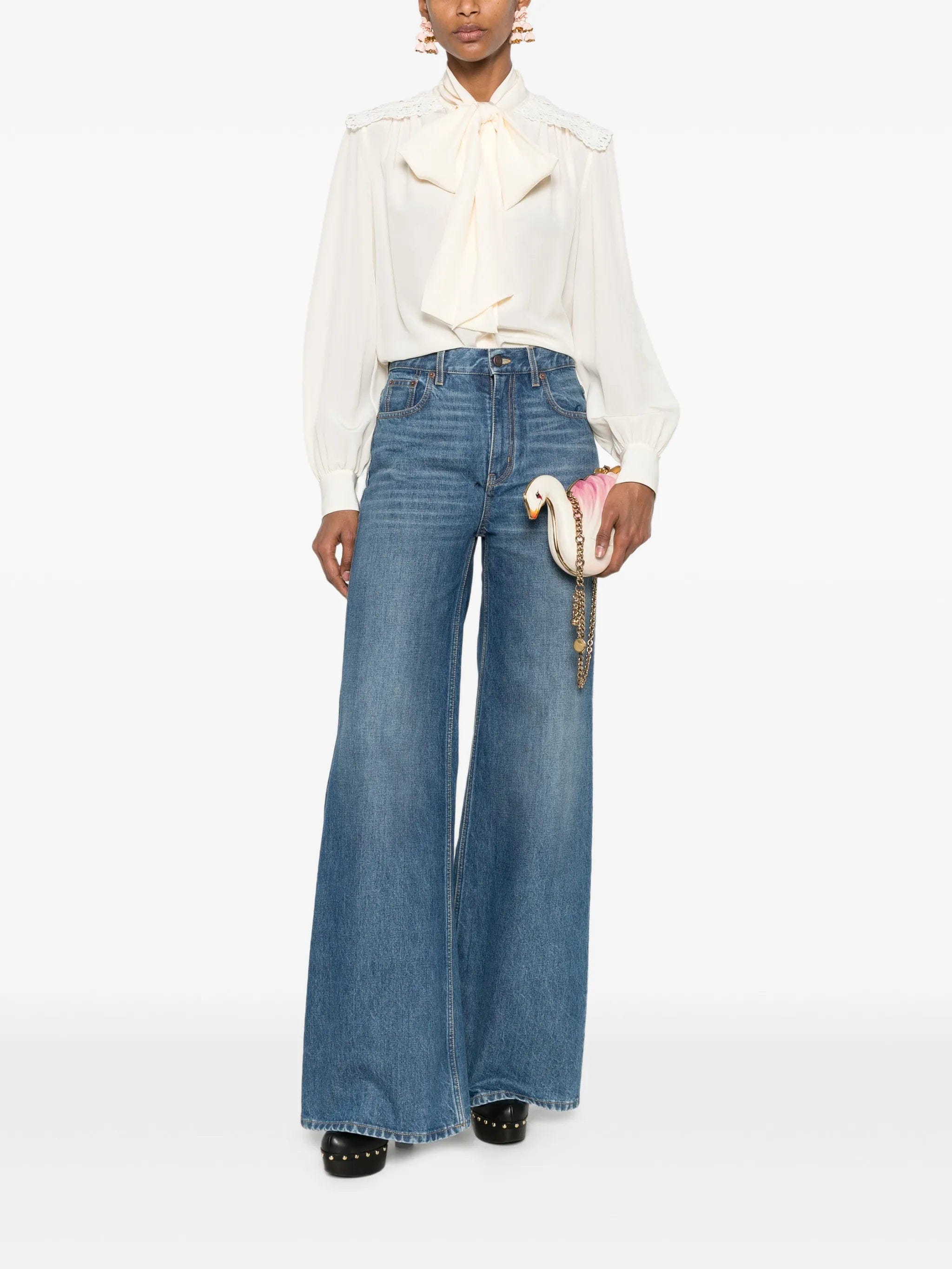 Chloé lace - panelled pussy - bow blouse