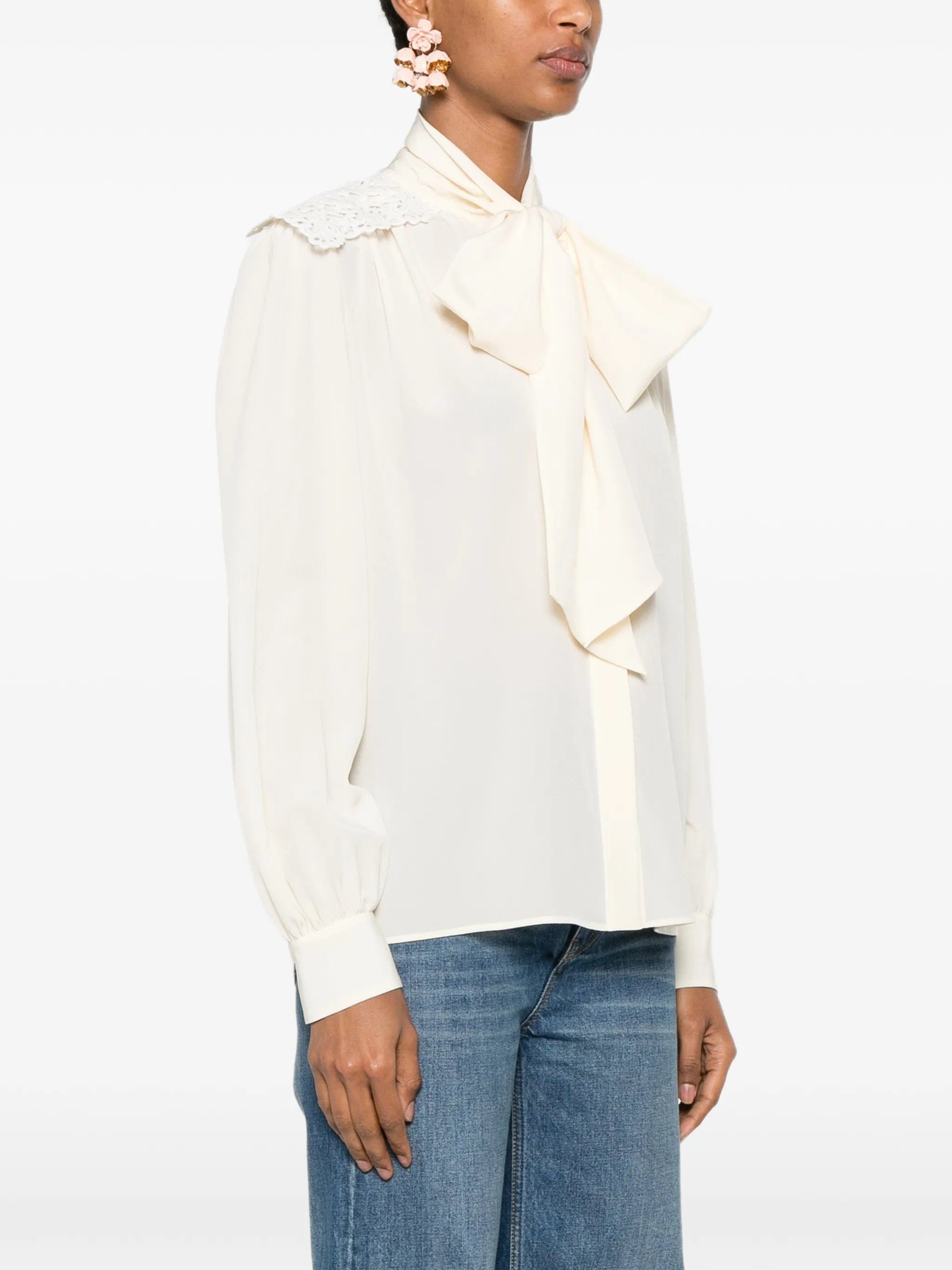 Chloé lace - panelled pussy - bow blouse