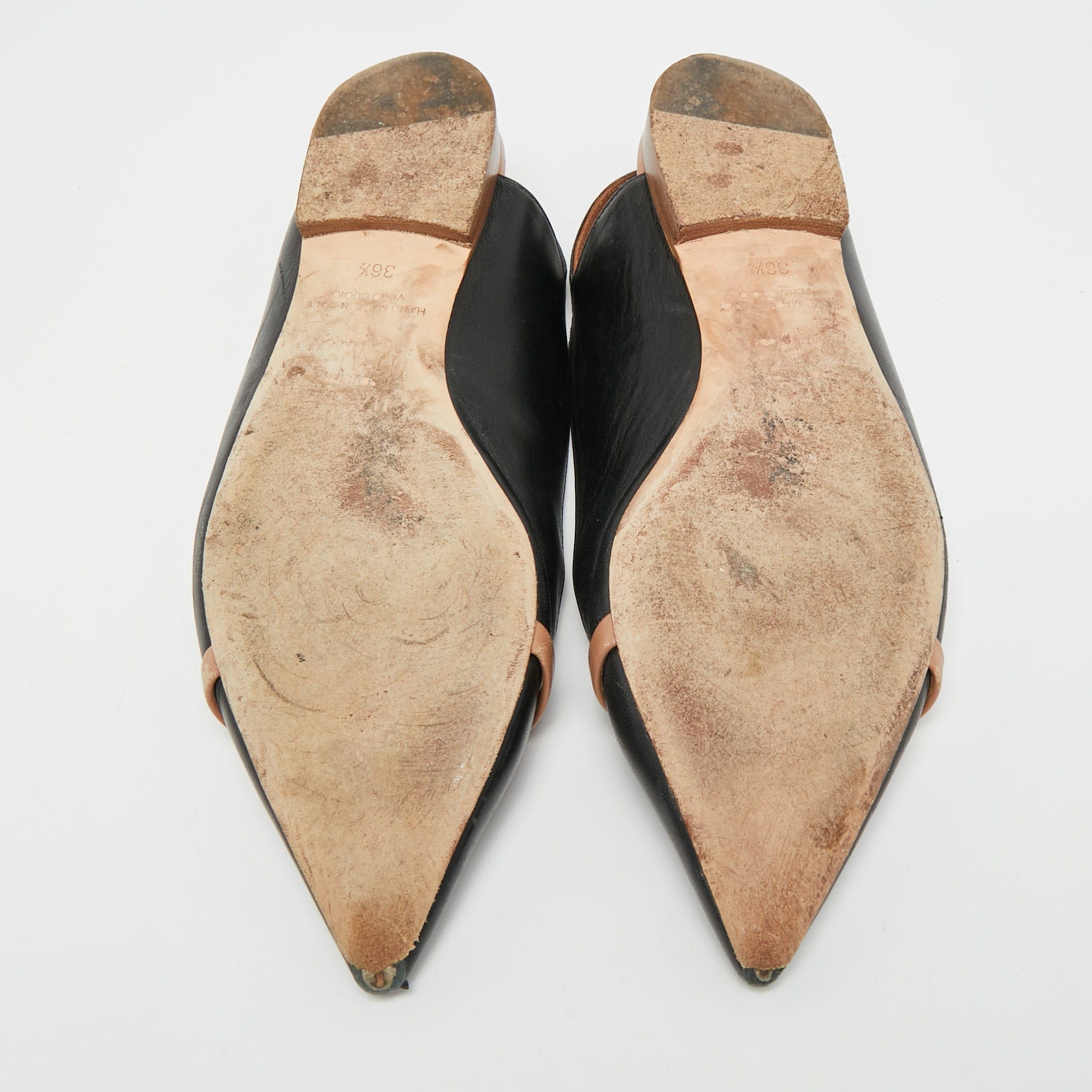 Malone Souliers Marion Luwolt Black/beige Leather Slingback Flats