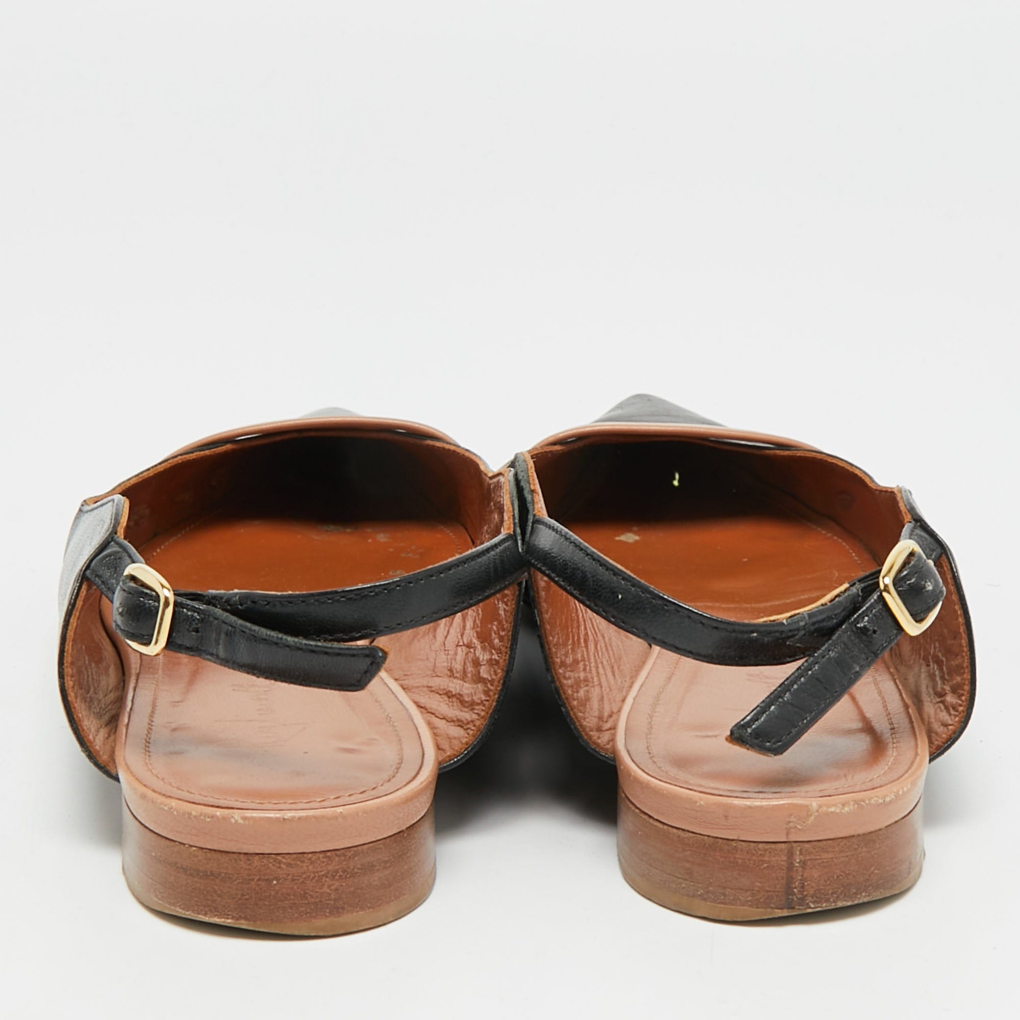 Malone Souliers Marion Luwolt Black/beige Leather Slingback Flats