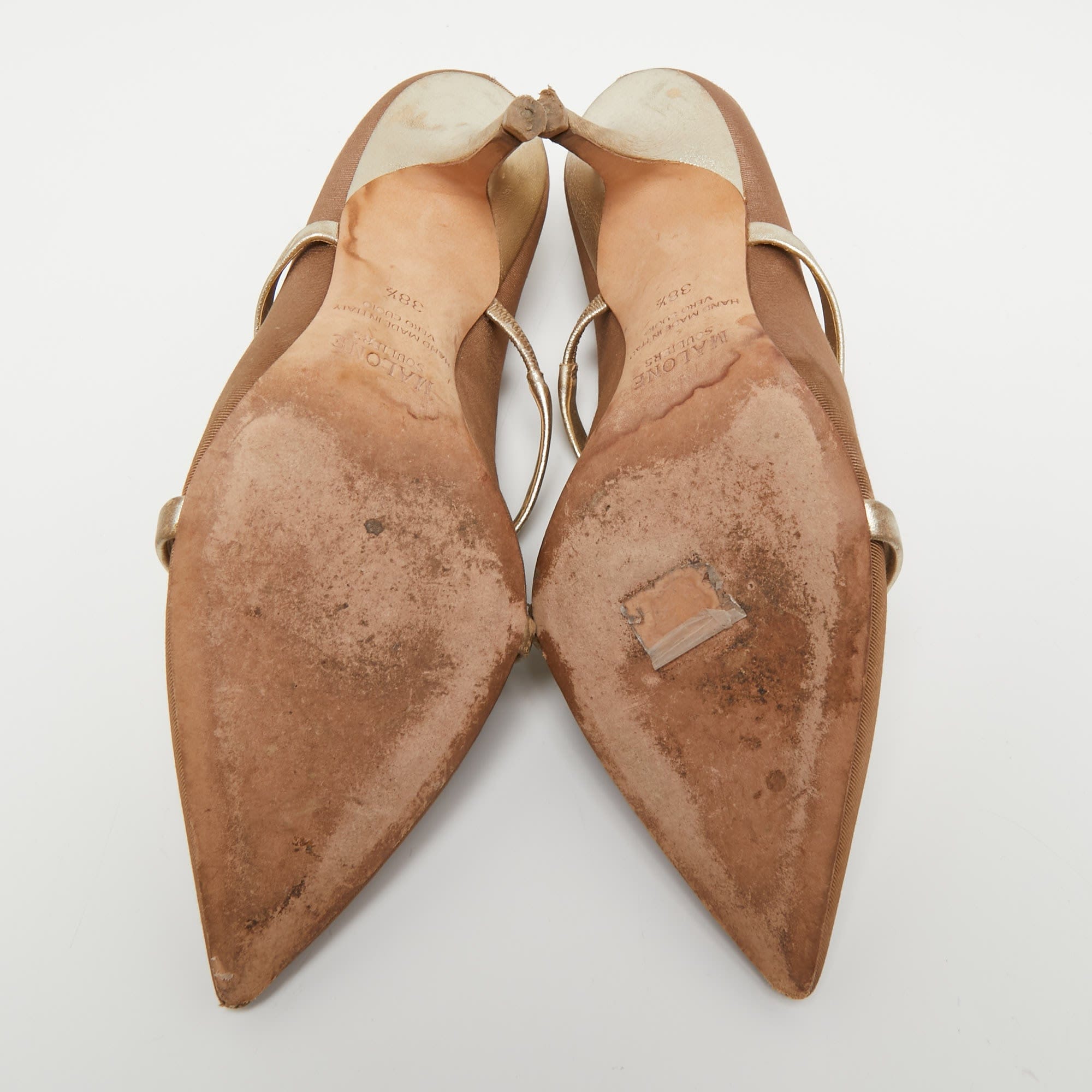 Malone Souliers Brown/gold Fabric And Leather Maureen Mules