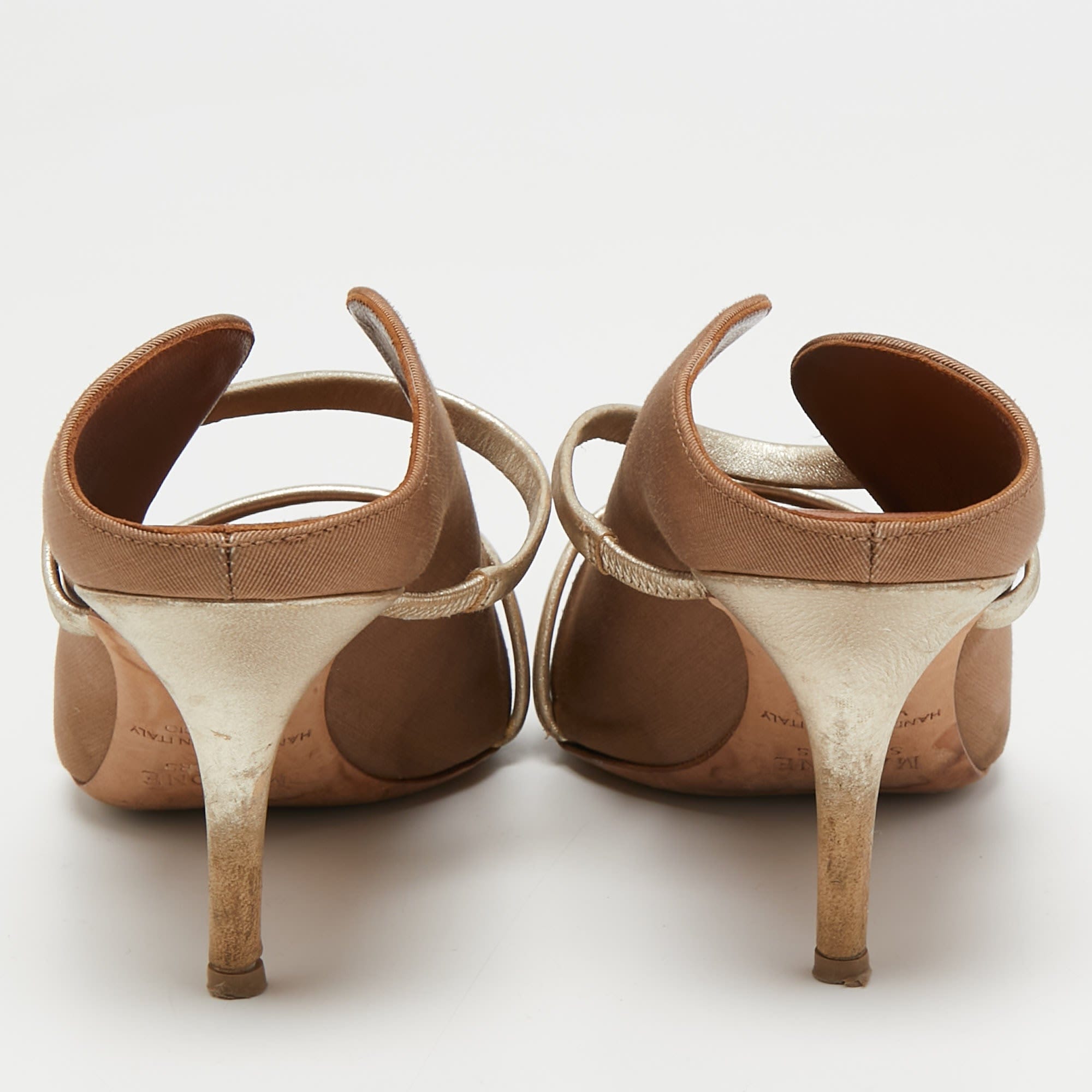 Malone Souliers Brown/gold Fabric And Leather Maureen Mules