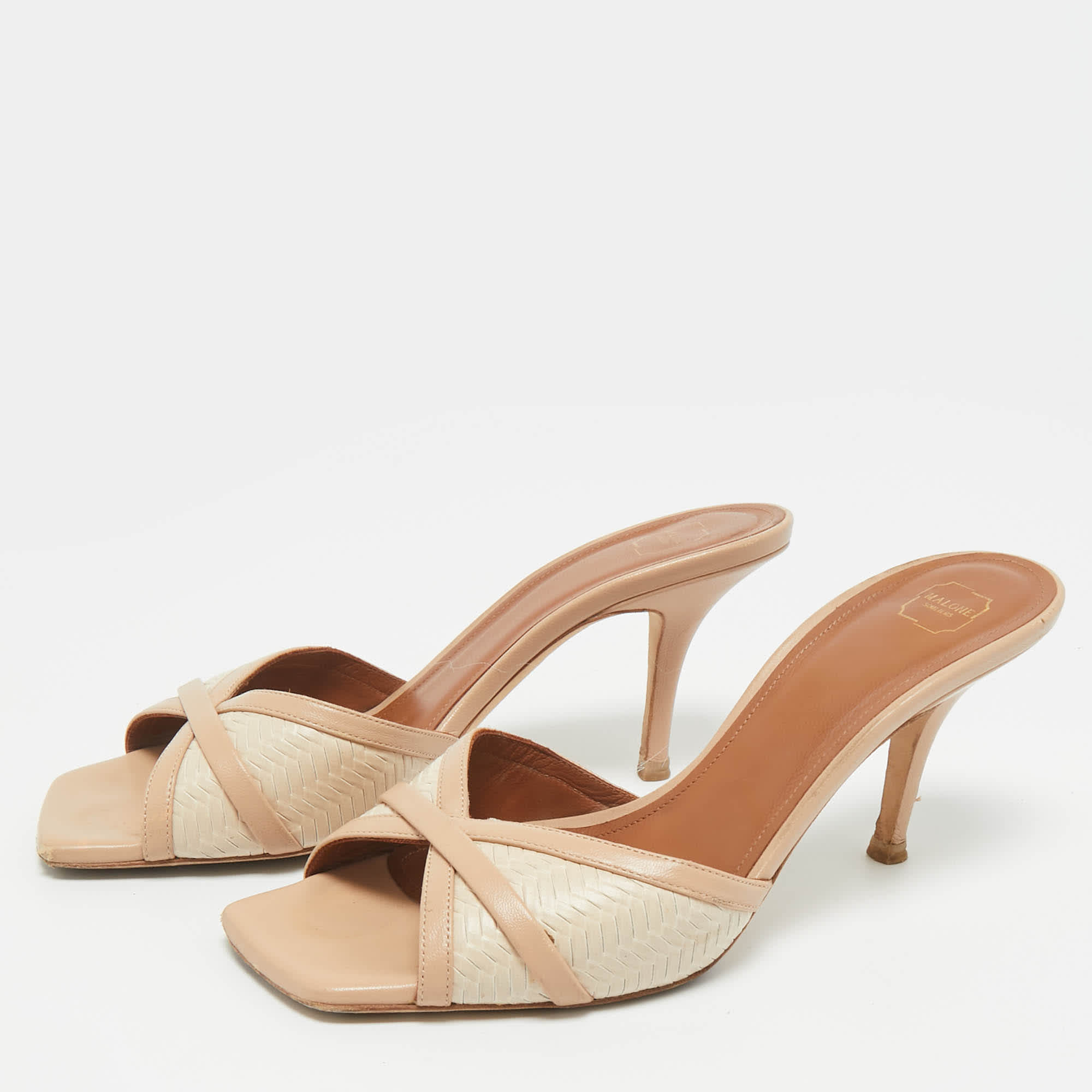 Malone Souliers Beige Leather Perla Mules Slide Sandals