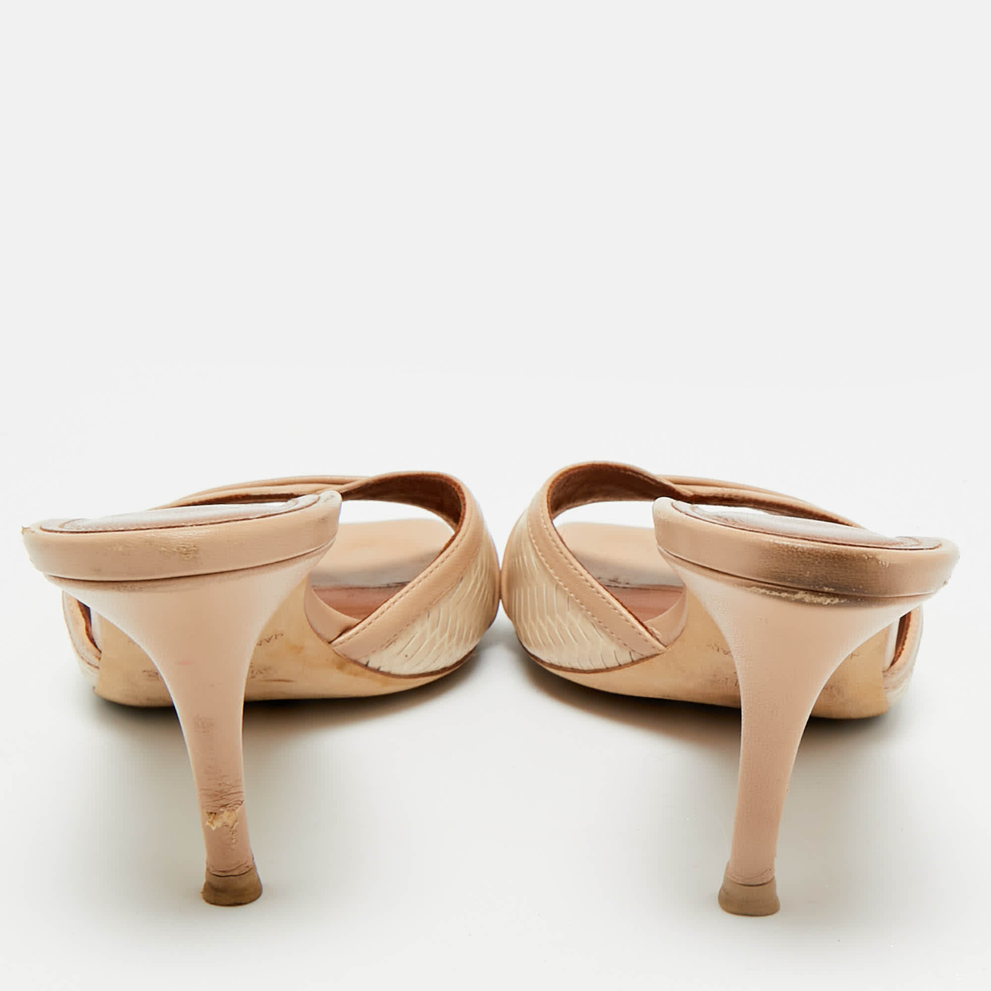 Malone Souliers Beige Leather Perla Mules Slide Sandals