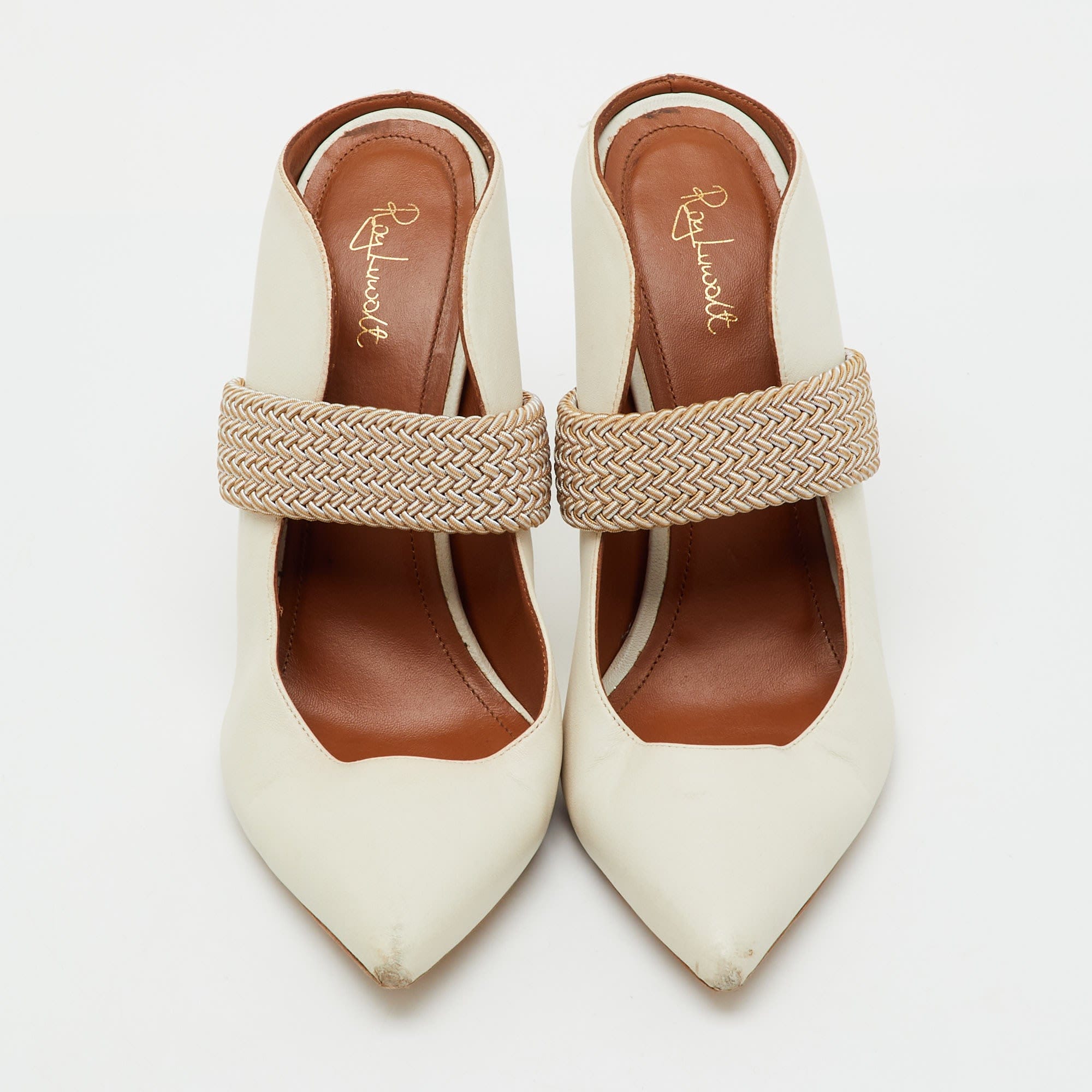 Malone Souliers By Roy Luwolt Off White/beige Leather Mara Mules
