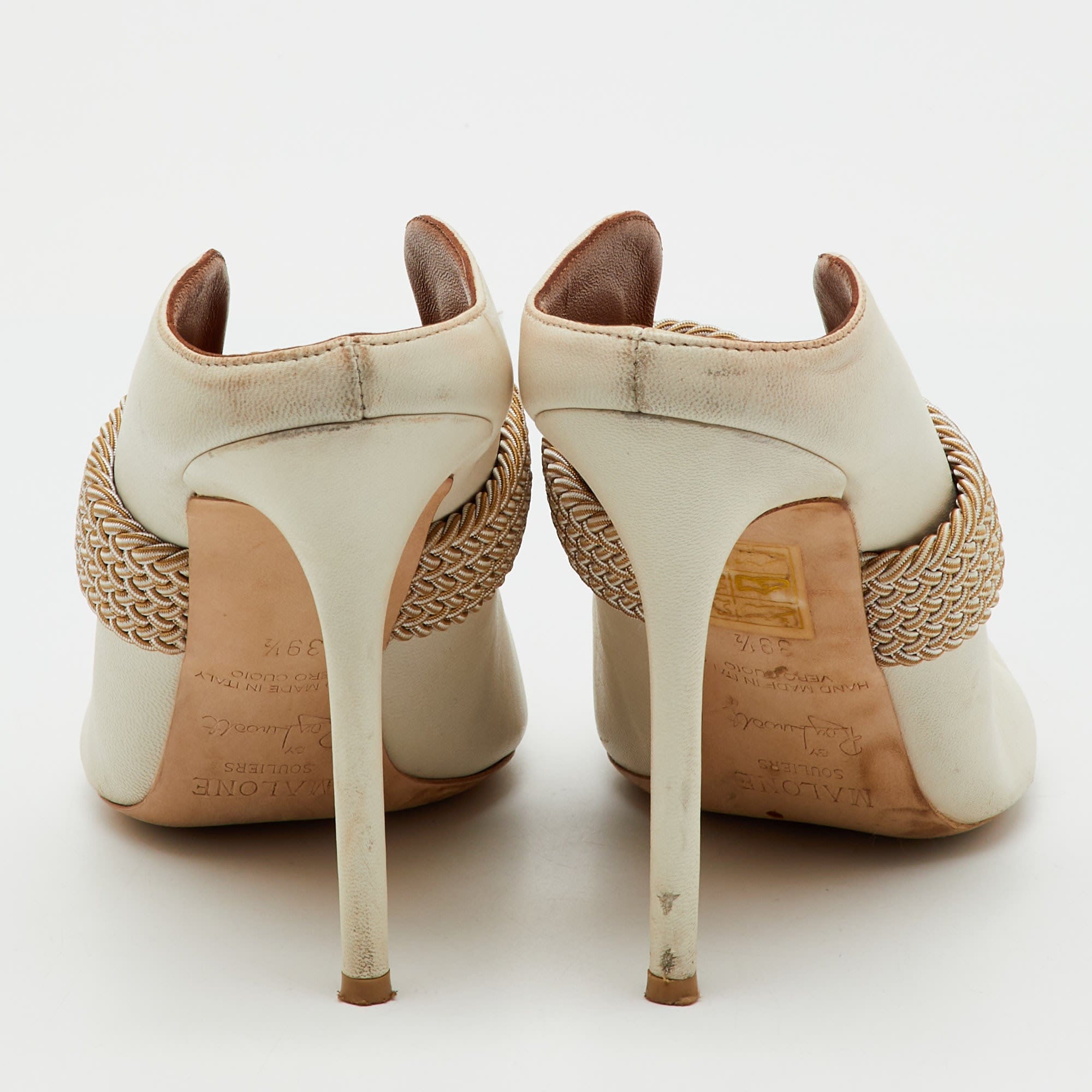 Malone Souliers By Roy Luwolt Off White/beige Leather Mara Mules