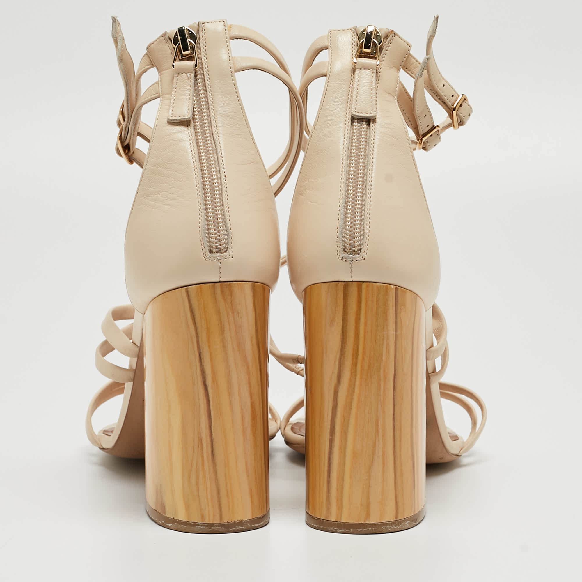 Malone Souliers Cream Leather Ankle Strap Sandals