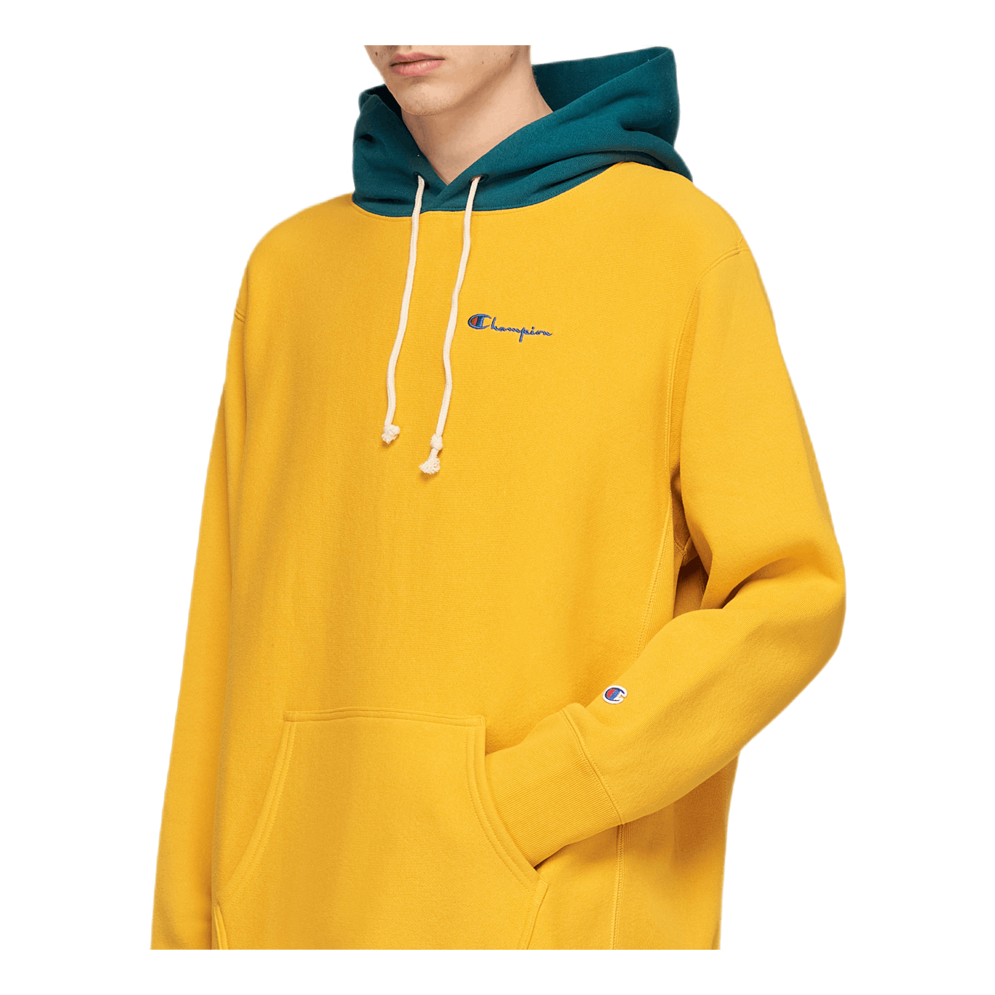 Champion Color Block Hooded Sweatshirt Yellow