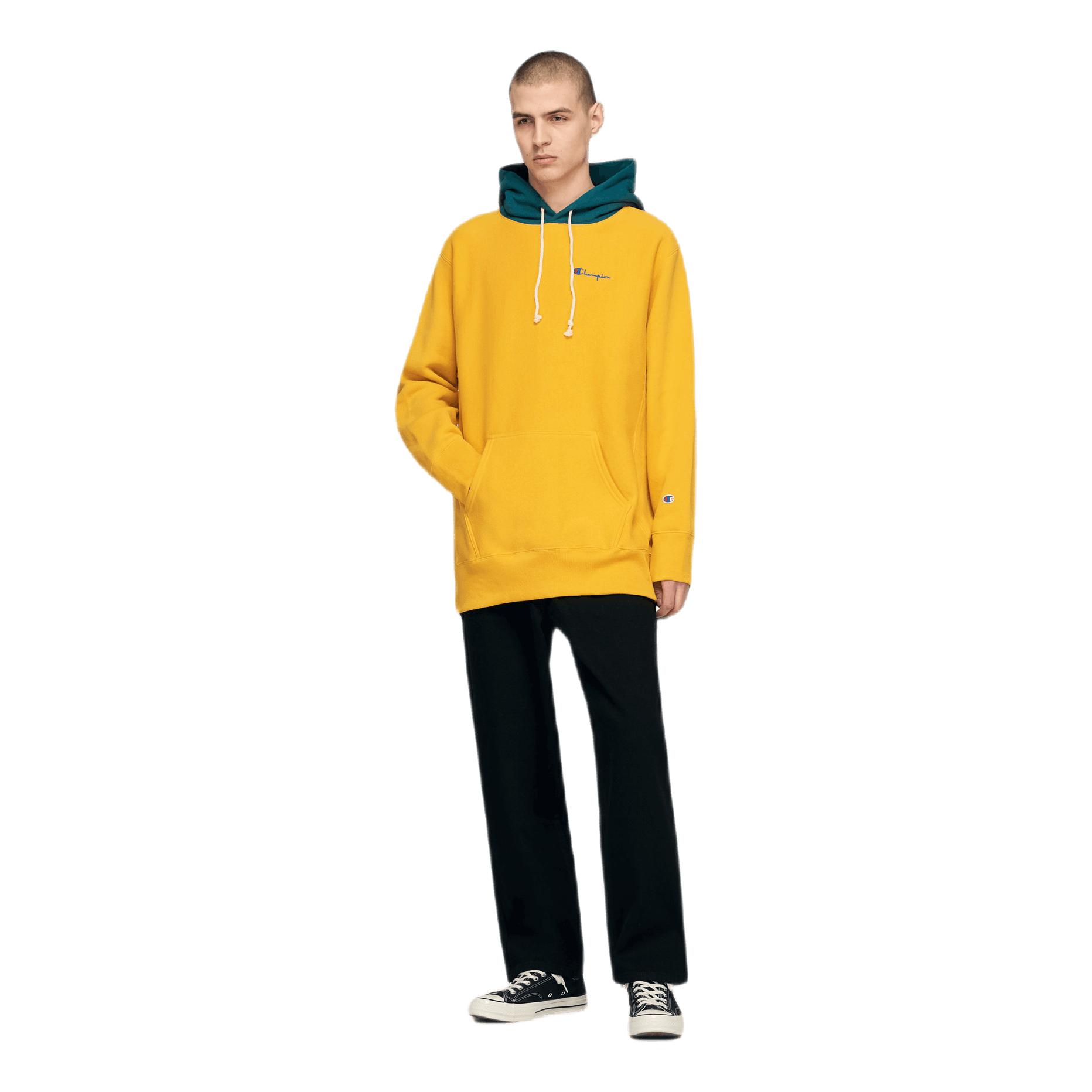 Champion Color Block Hooded Sweatshirt Yellow