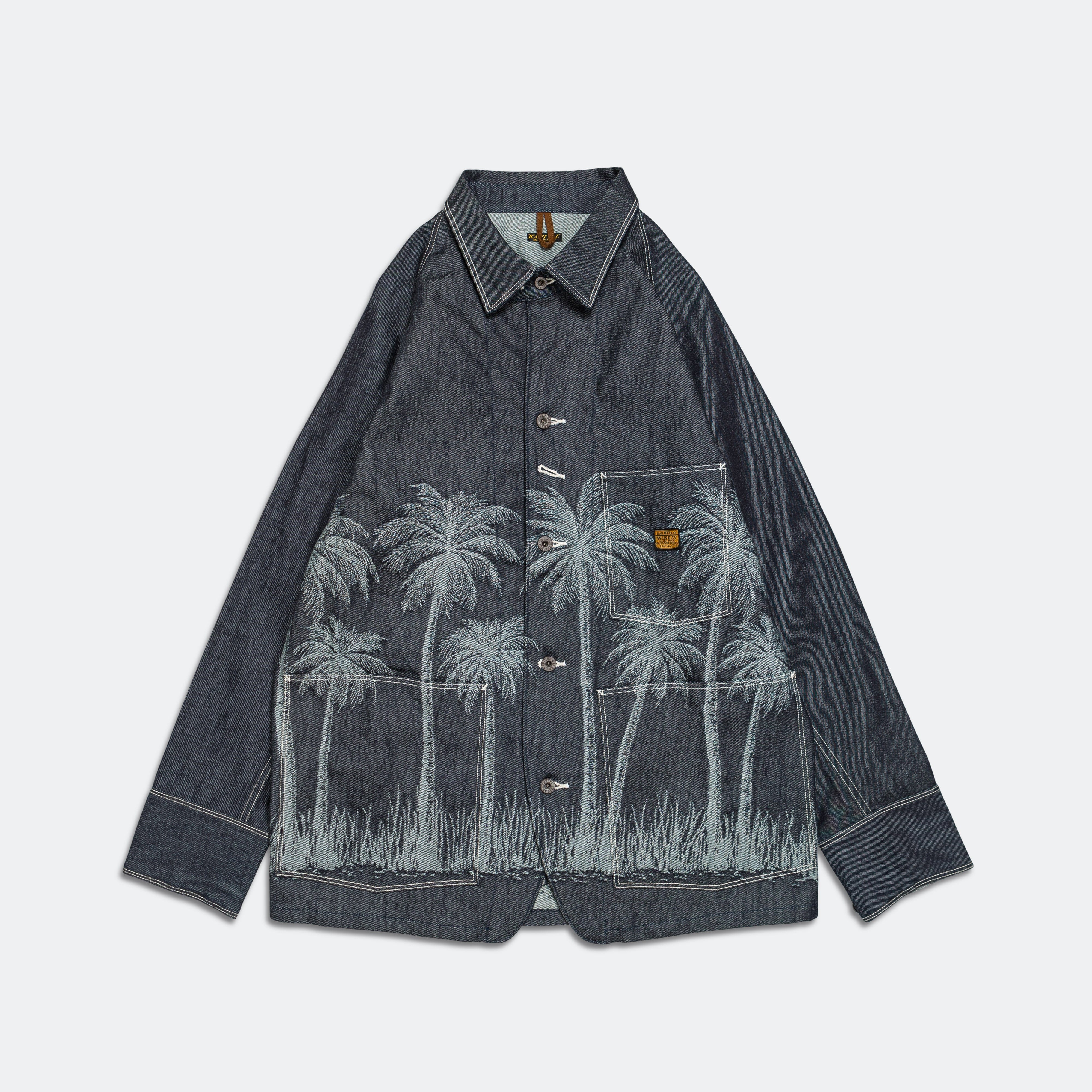 Kapital 12 oz PALM TREE Jacquard Denim CACTUS Coverall - Indigo