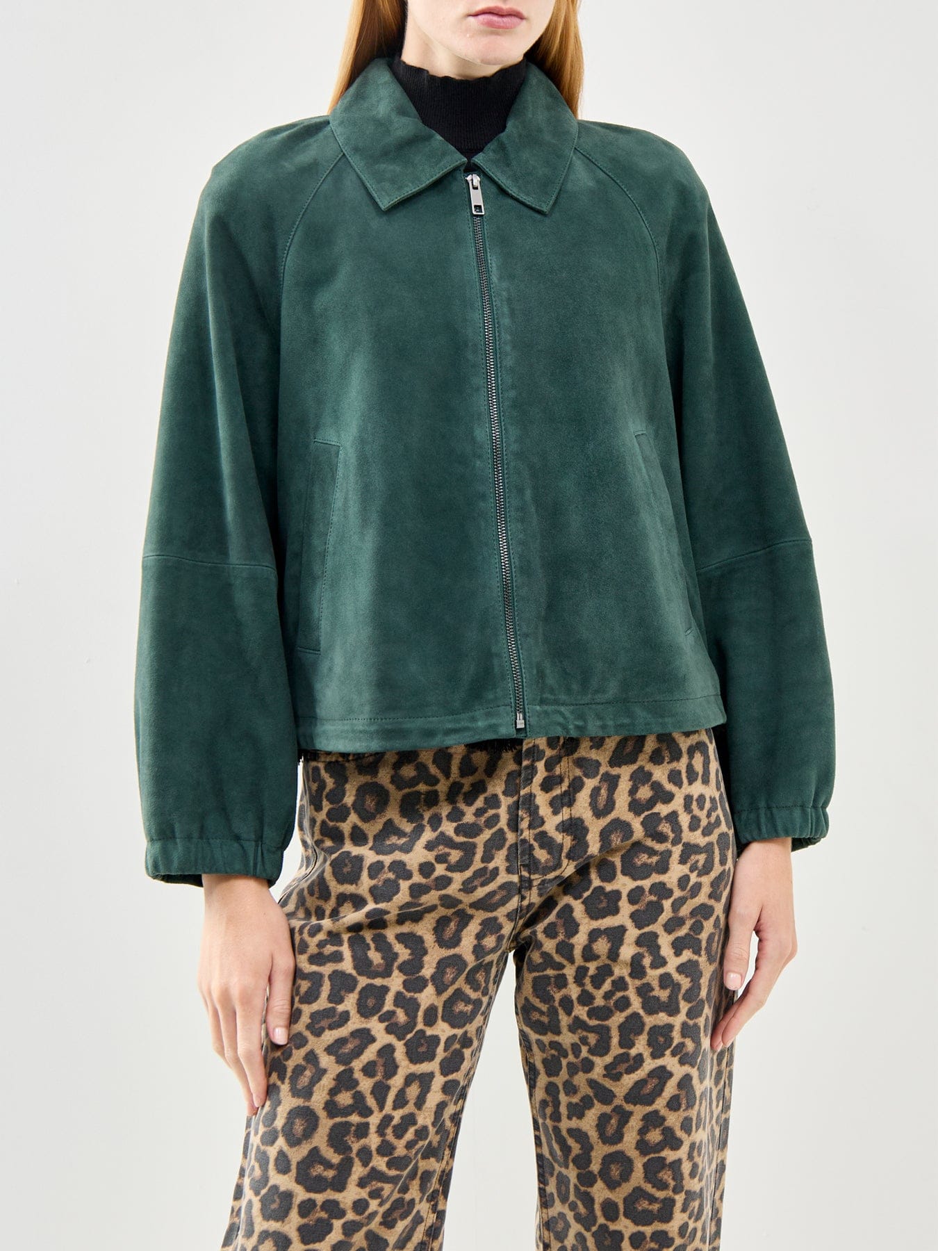 Weekend Max Mara Zuppa Leather Jacket Green