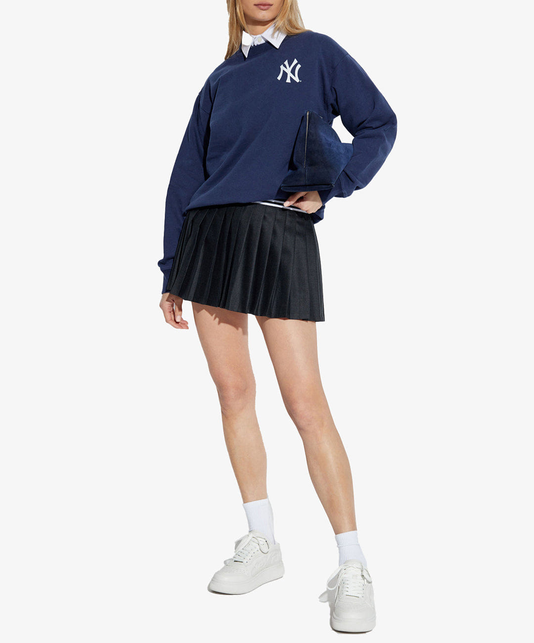SPORTY & RICH | ABIGAIL WOOL PLEATED SKIRT { BLACK