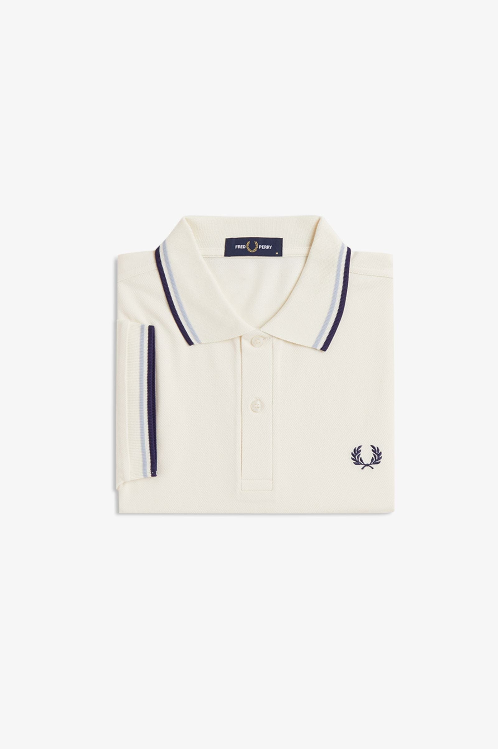 Fred Perry M3600 Twin Tip Polo - Ecru / Dusky Blue / French Navy