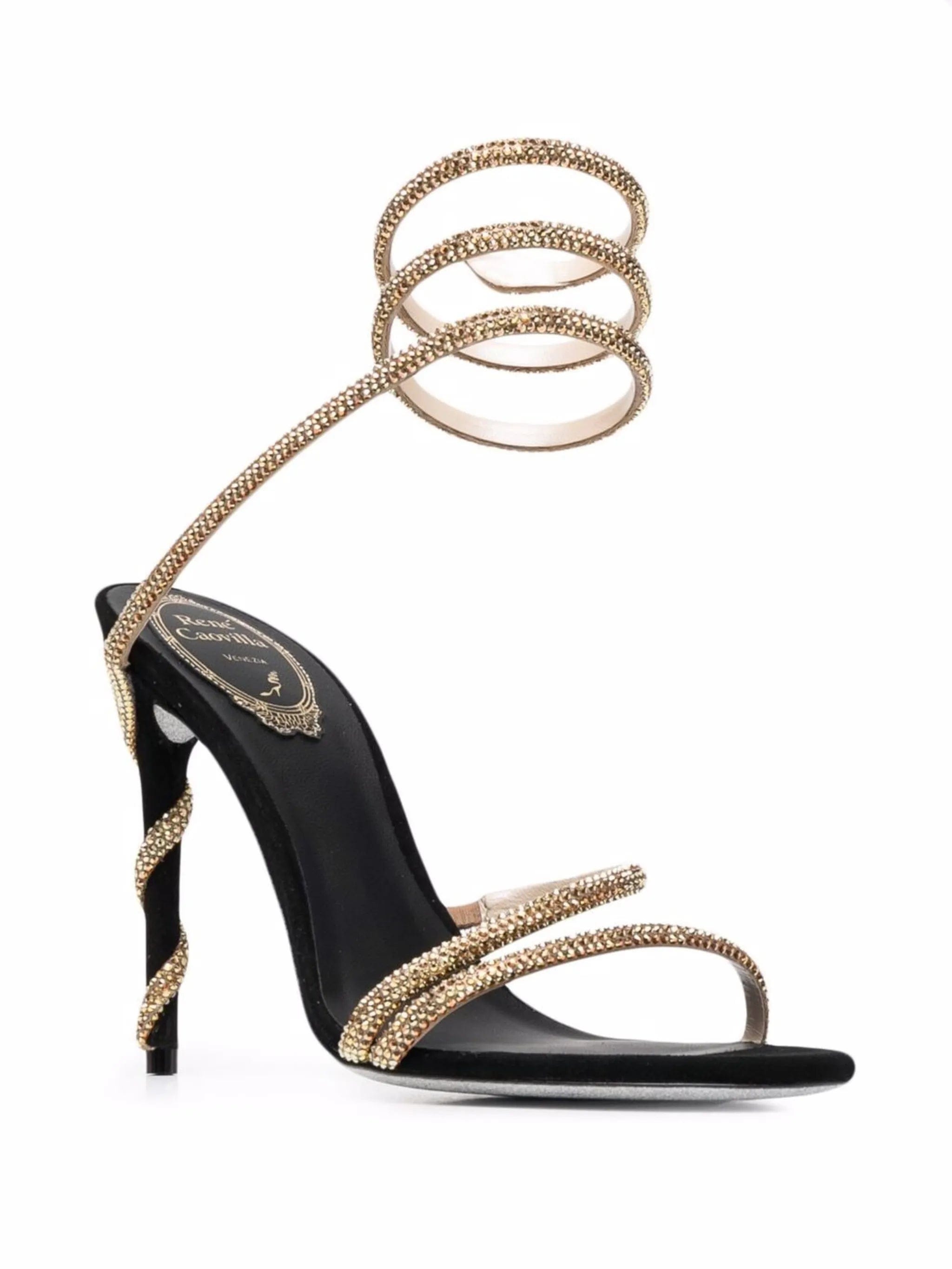 René Caovilla Margot 105 mm jewelled snake sandals
